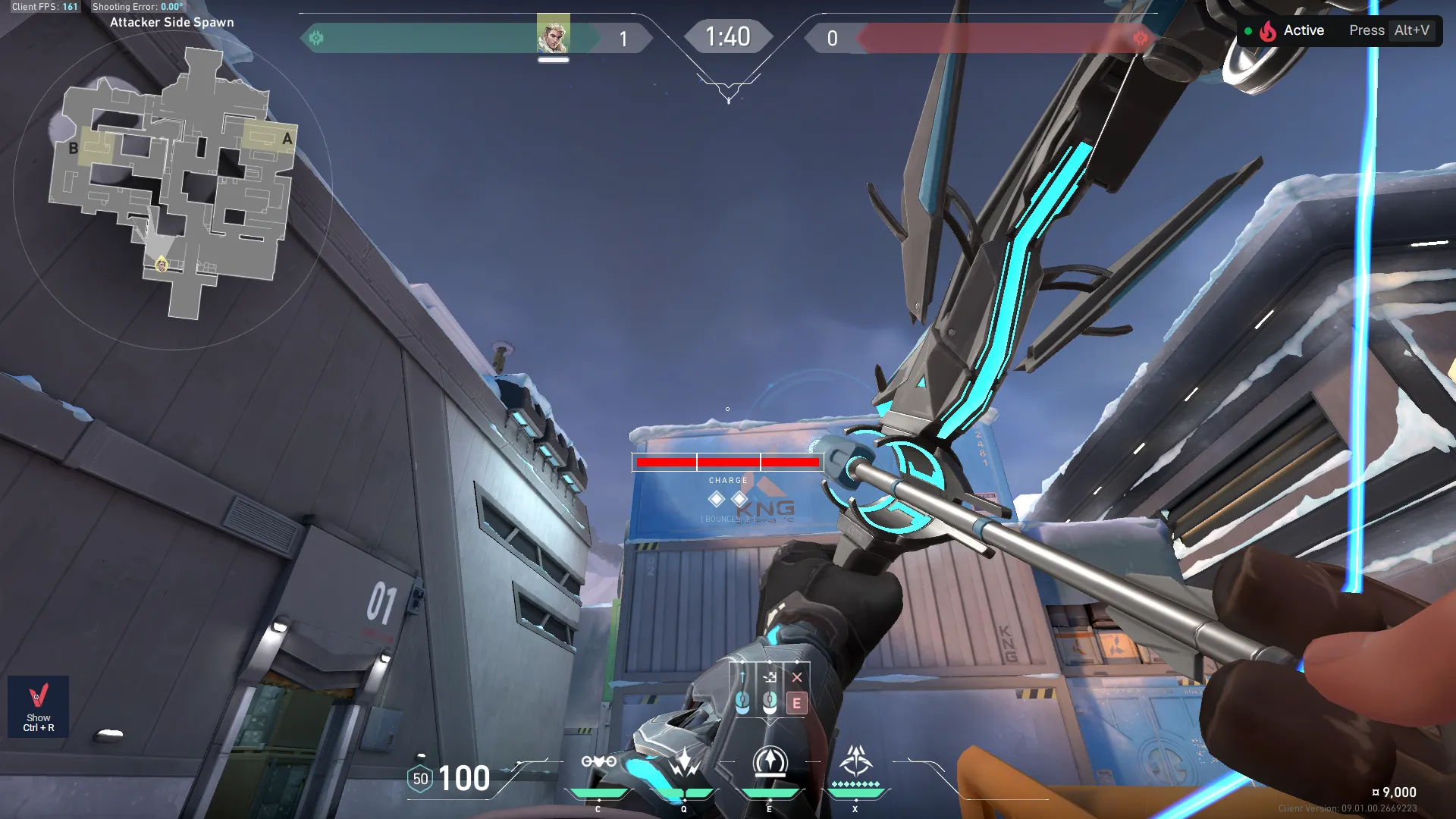 Sova Shock Bolt on Icebox Attack Site B — step 3 of 4: Aim — line up the shot