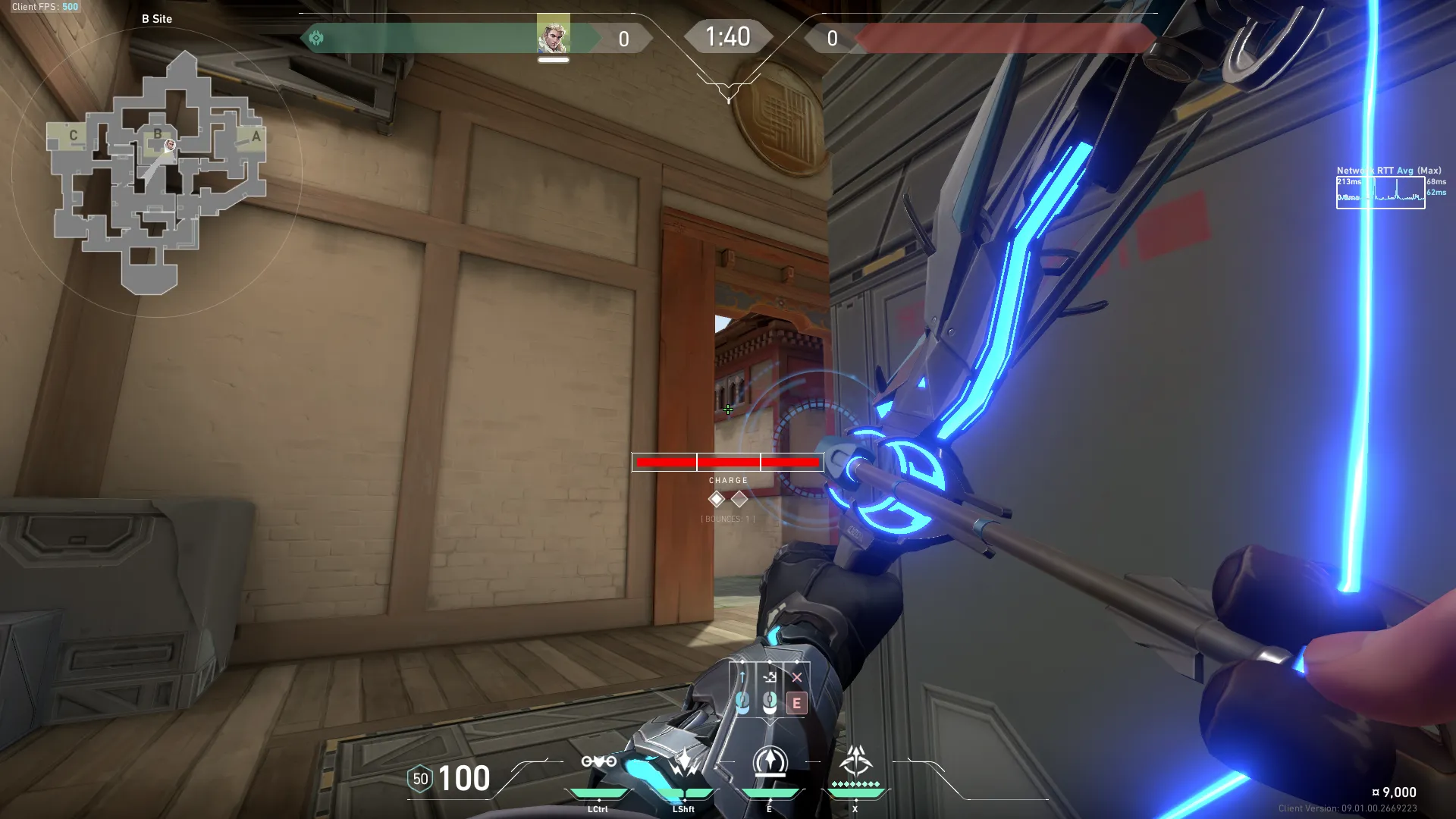 Sova Recon Bolt on Haven Defense Site A — step 3 of 4: Aim — line up the shot