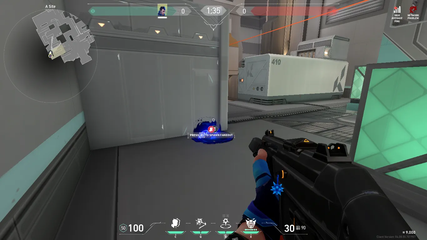 Yoru Blindside on Icebox Defense Site A — step 2 of 4: Aim — line up the shot