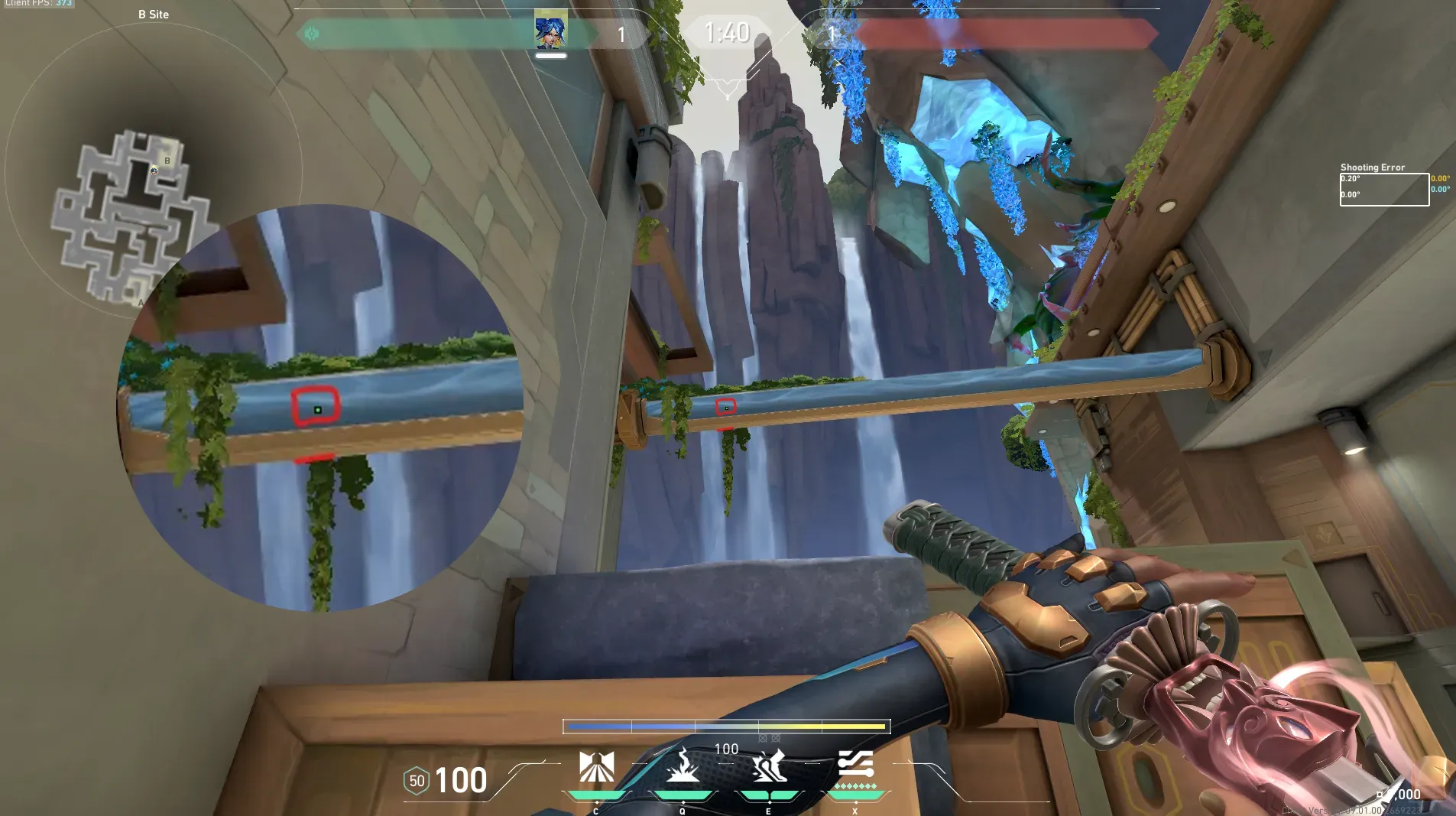 Neon Relay Bolt on Abyss Defense Site B — step 3 of 4: Aim — line up the shot