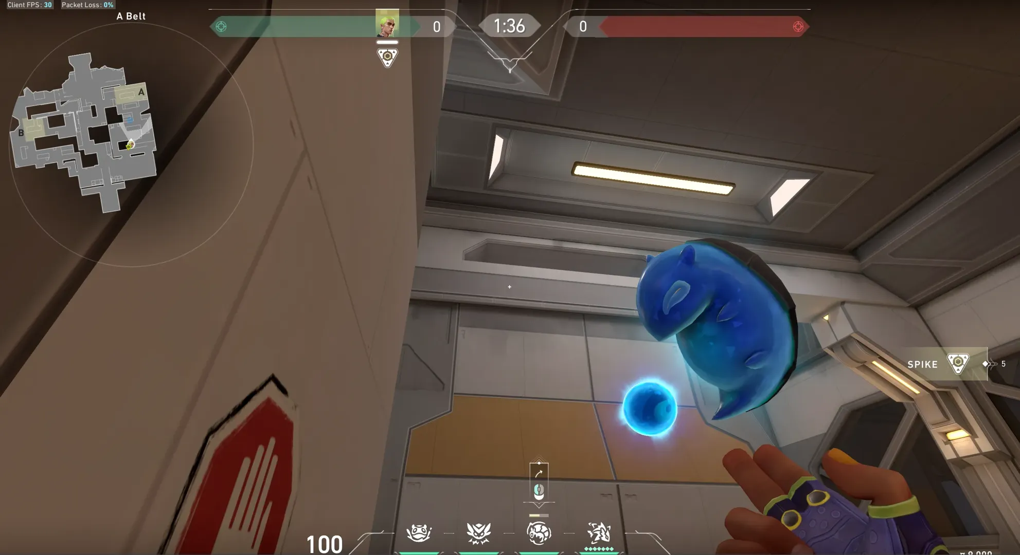 Gekko Dizzy on Icebox Attack Site A — step 2 of 3: Aim — line up the shot