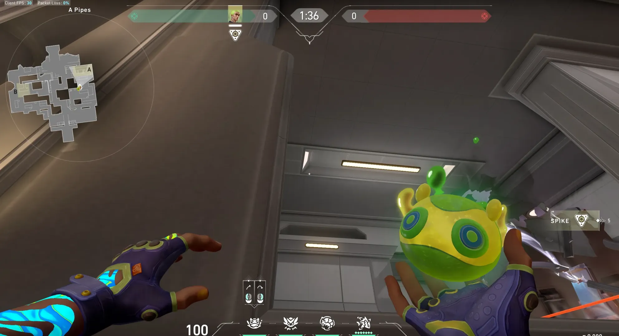 Gekko Mosh Pit on Icebox Attack Site A — step 2 of 3: Aim — line up the shot