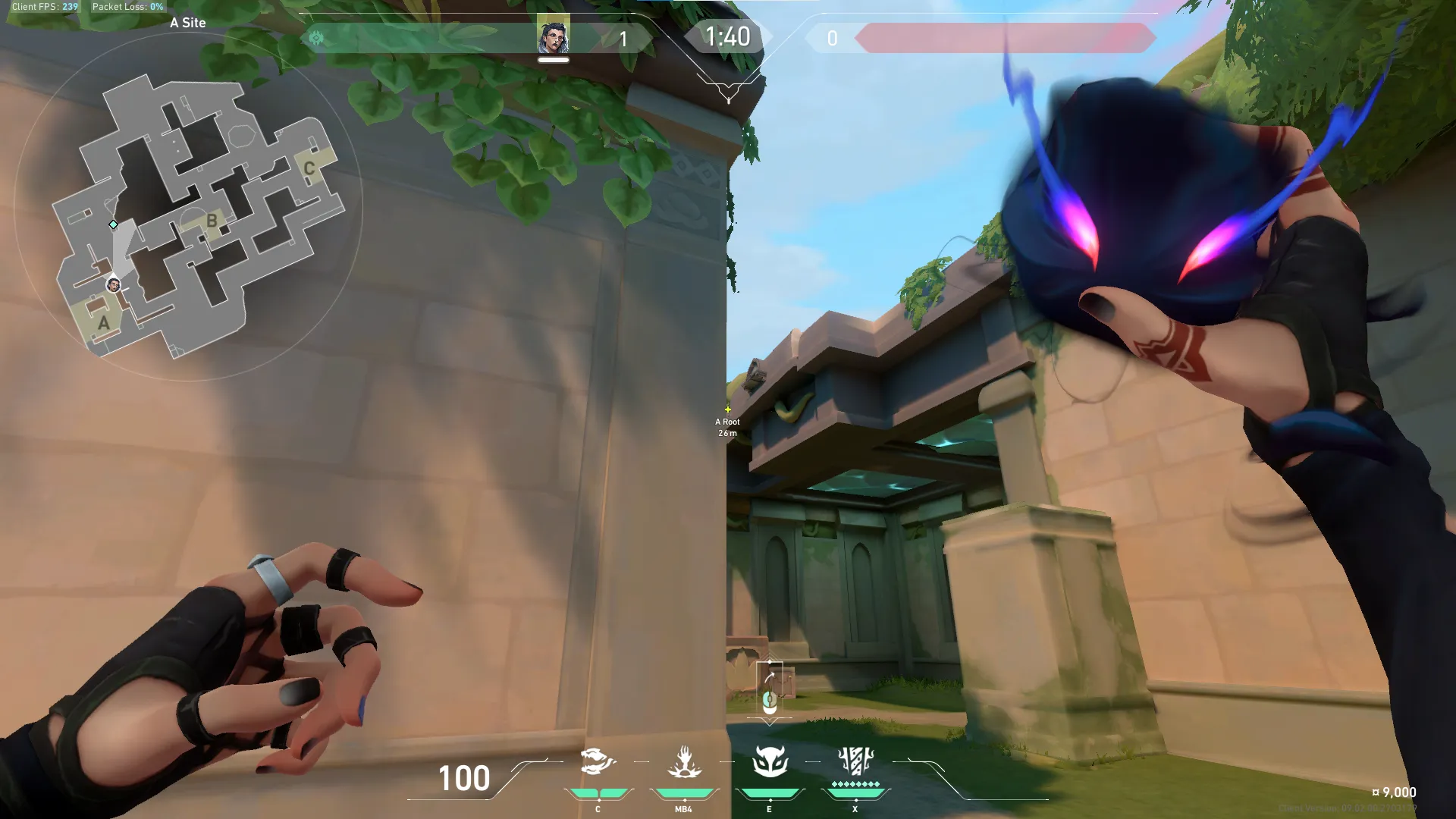 Fade Haunt on Lotus Attack Site A — step 2 of 3: Aim — line up the shot