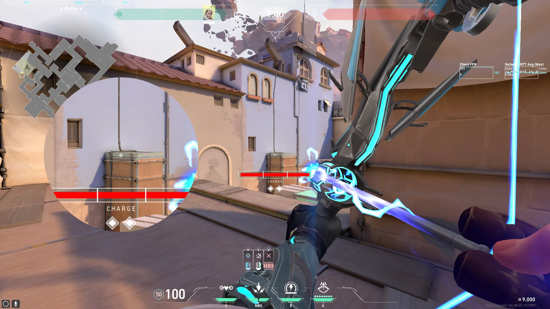 Sova Shock Bolt on Ascent Defense Site A — step 2 of 3: Aim — line up the shot
