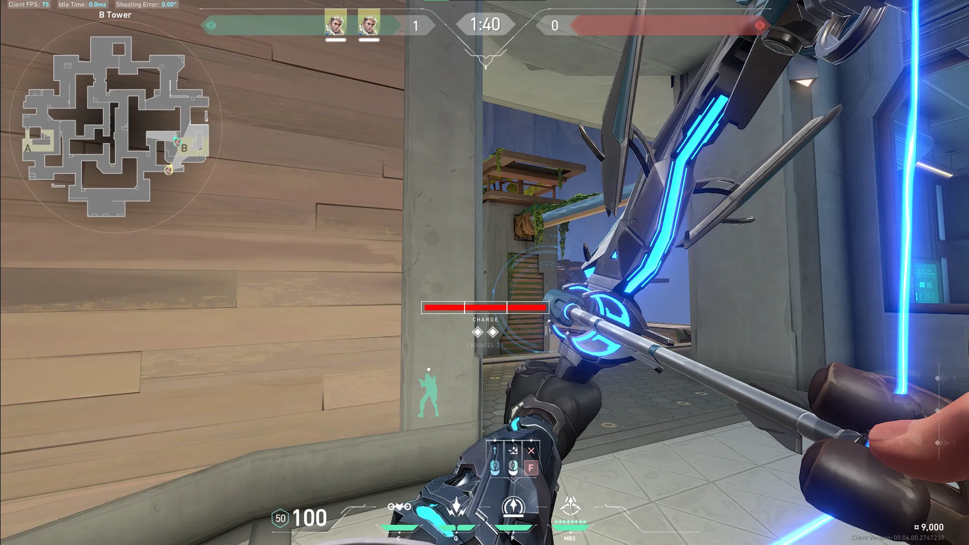 Sova Recon Bolt on Abyss Attack Site B — step 3 of 4: Aim — line up the shot