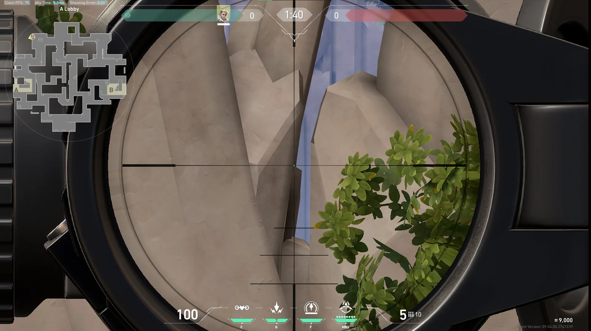 Sova Recon Bolt on Abyss Attack Site A — step 2 of 5: Aim — line up the shot