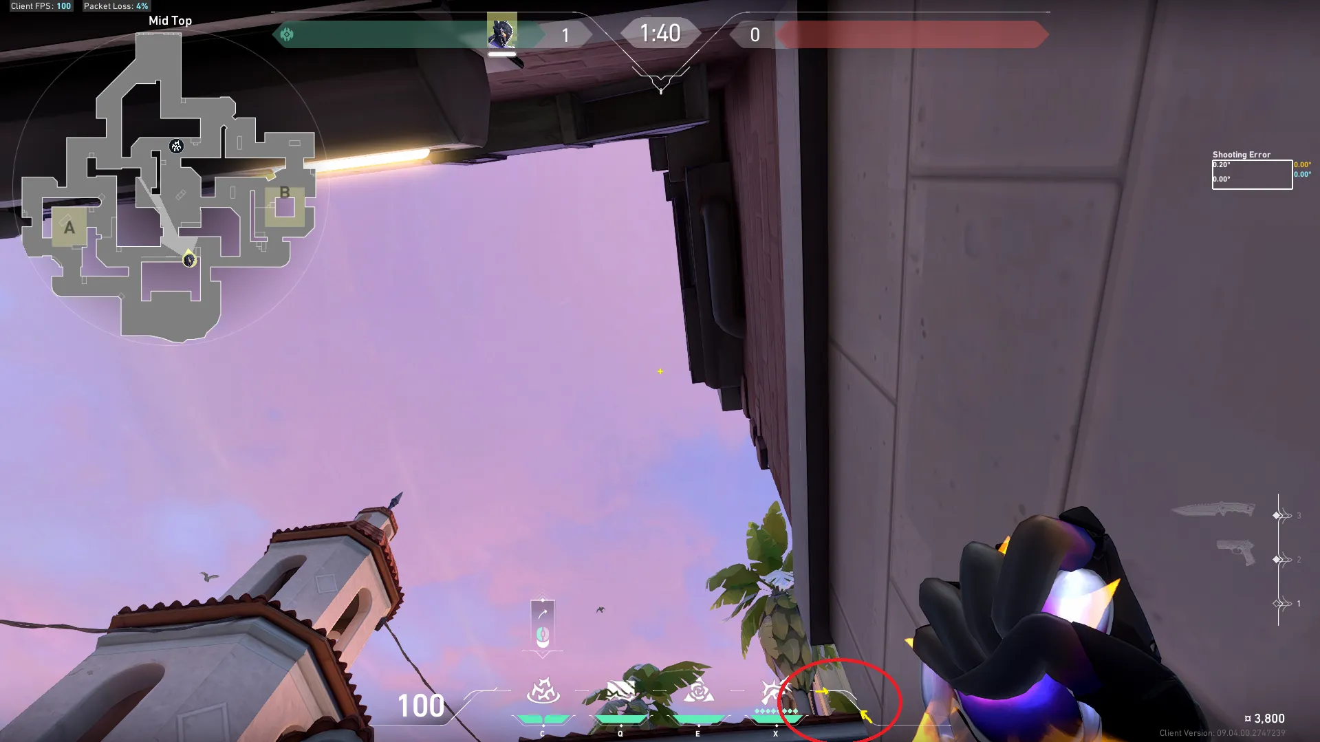Vyse Razorvine on Sunset Defense Mid — step 2 of 3: Aim — line up the shot