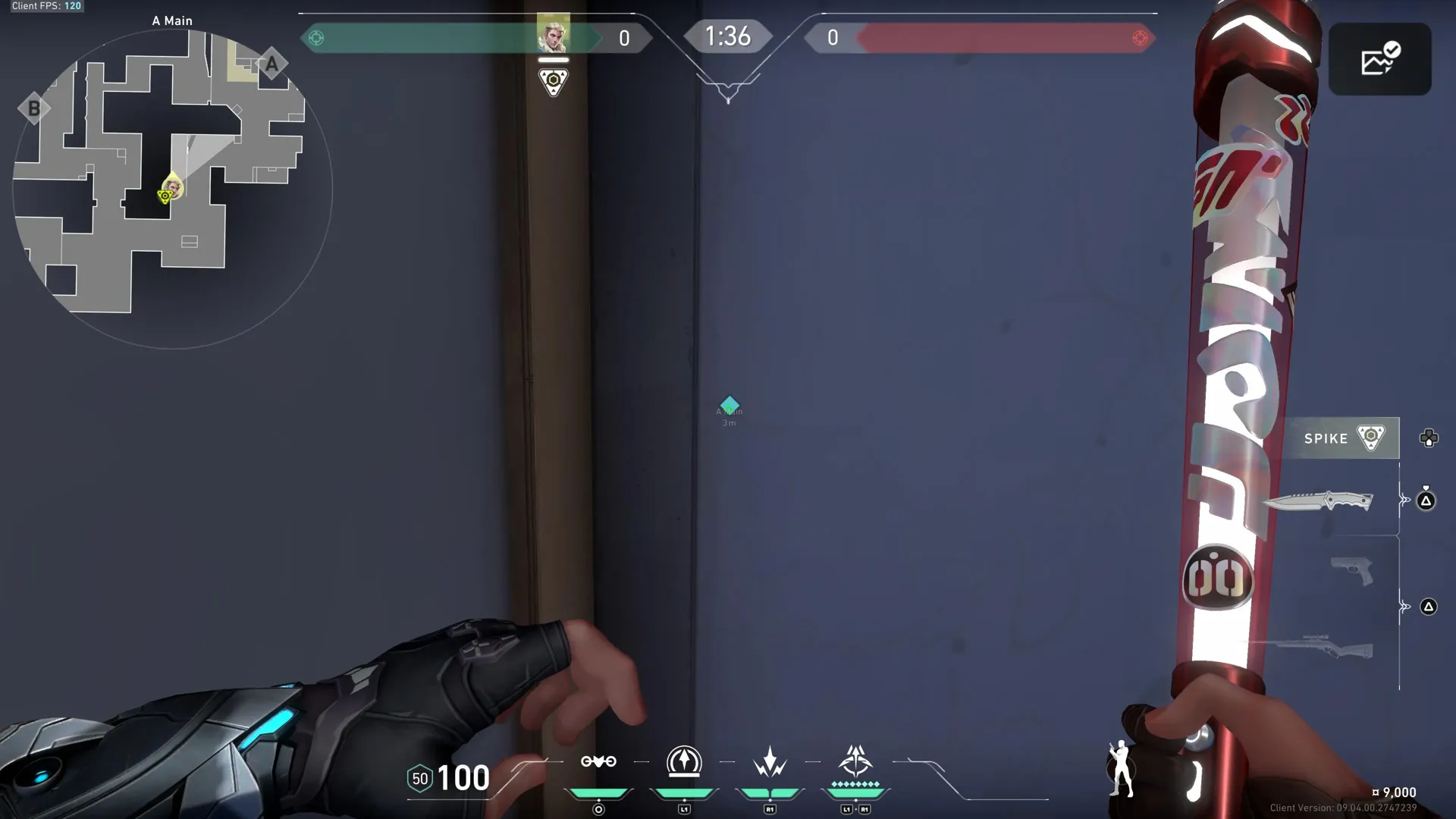 Sova Recon Bolt on Abyss Attack Site A — step 2 of 4: Aim — line up the shot