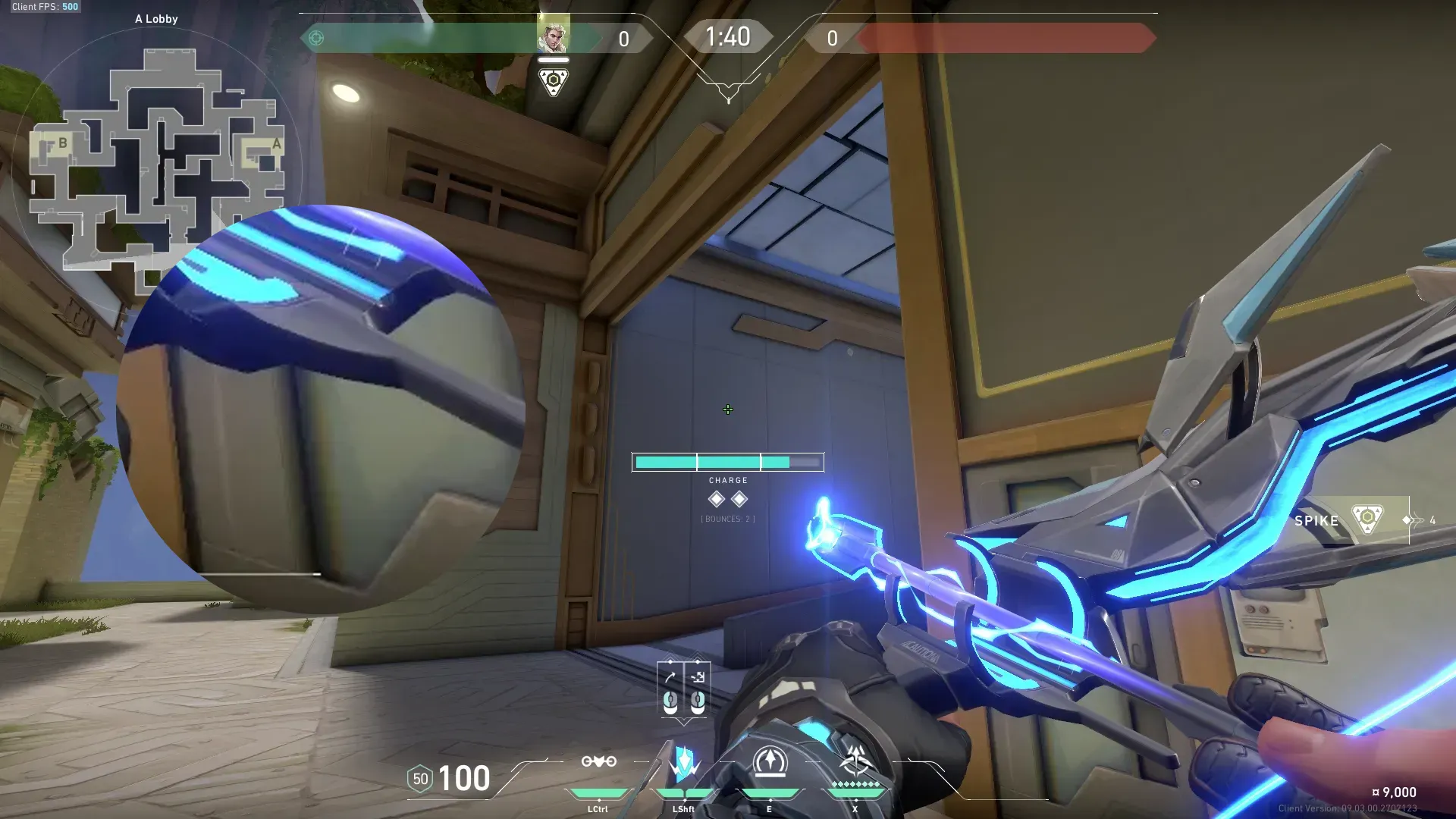 Sova Shock Bolt on Abyss Attack Site A — step 2 of 4: Aim — line up the shot