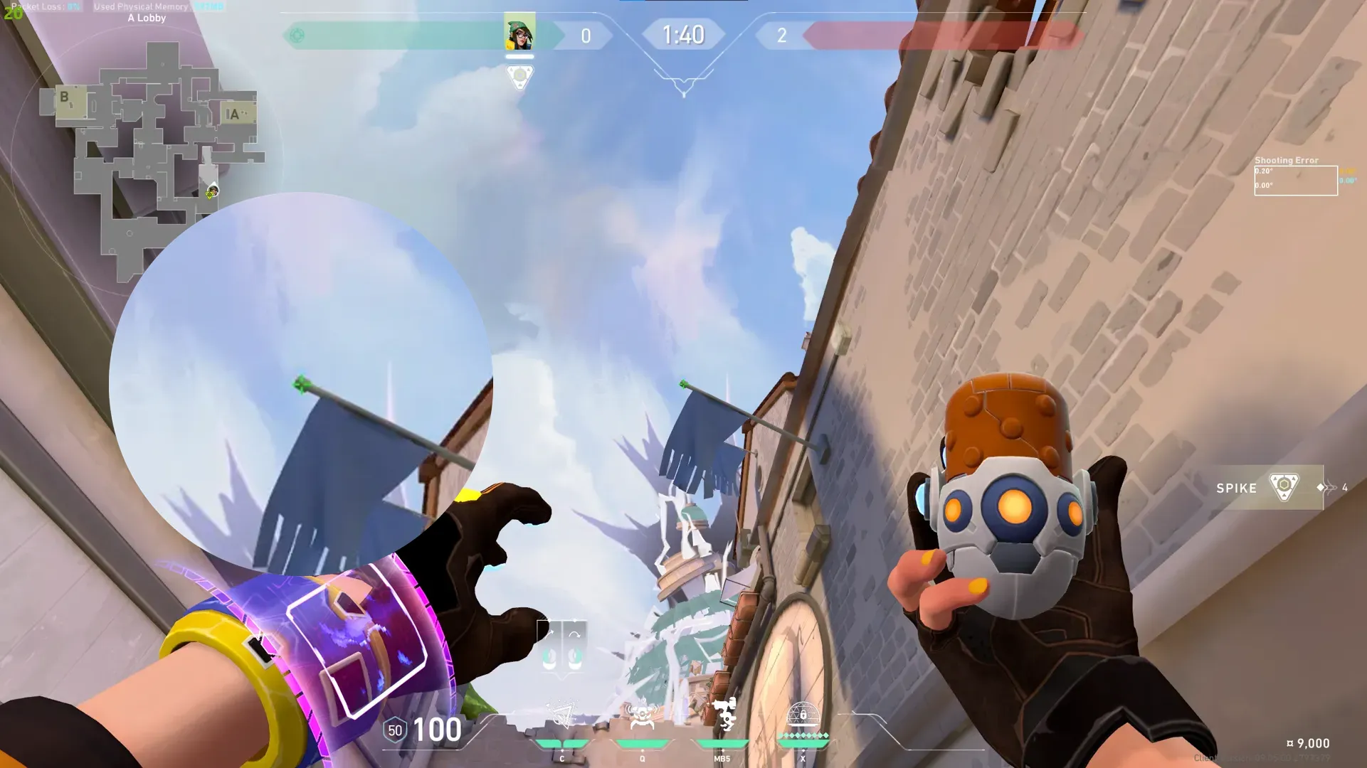 Killjoy Nanoswarm on Ascent Attack Site A — step 2 of 3: Aim — line up the shot