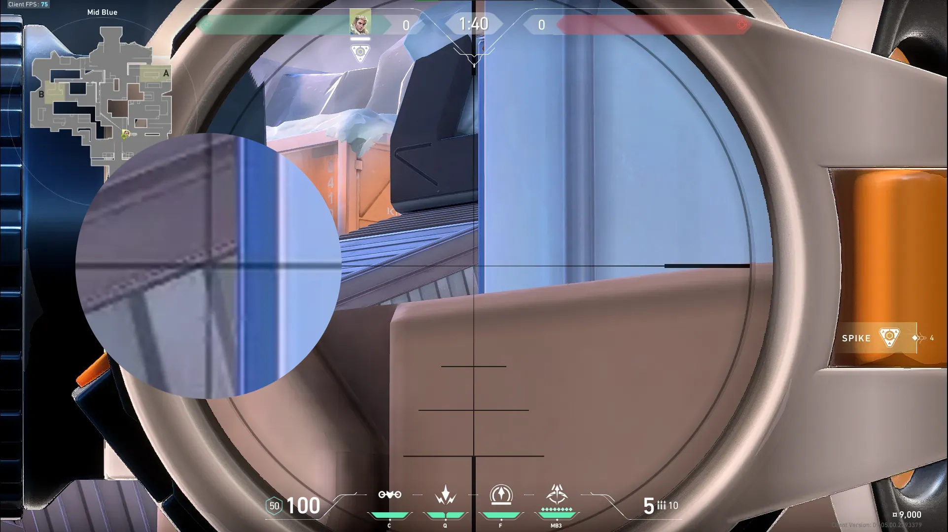 Sova Recon Bolt on Icebox Attack Mid — step 2 of 4: Aim — line up the shot