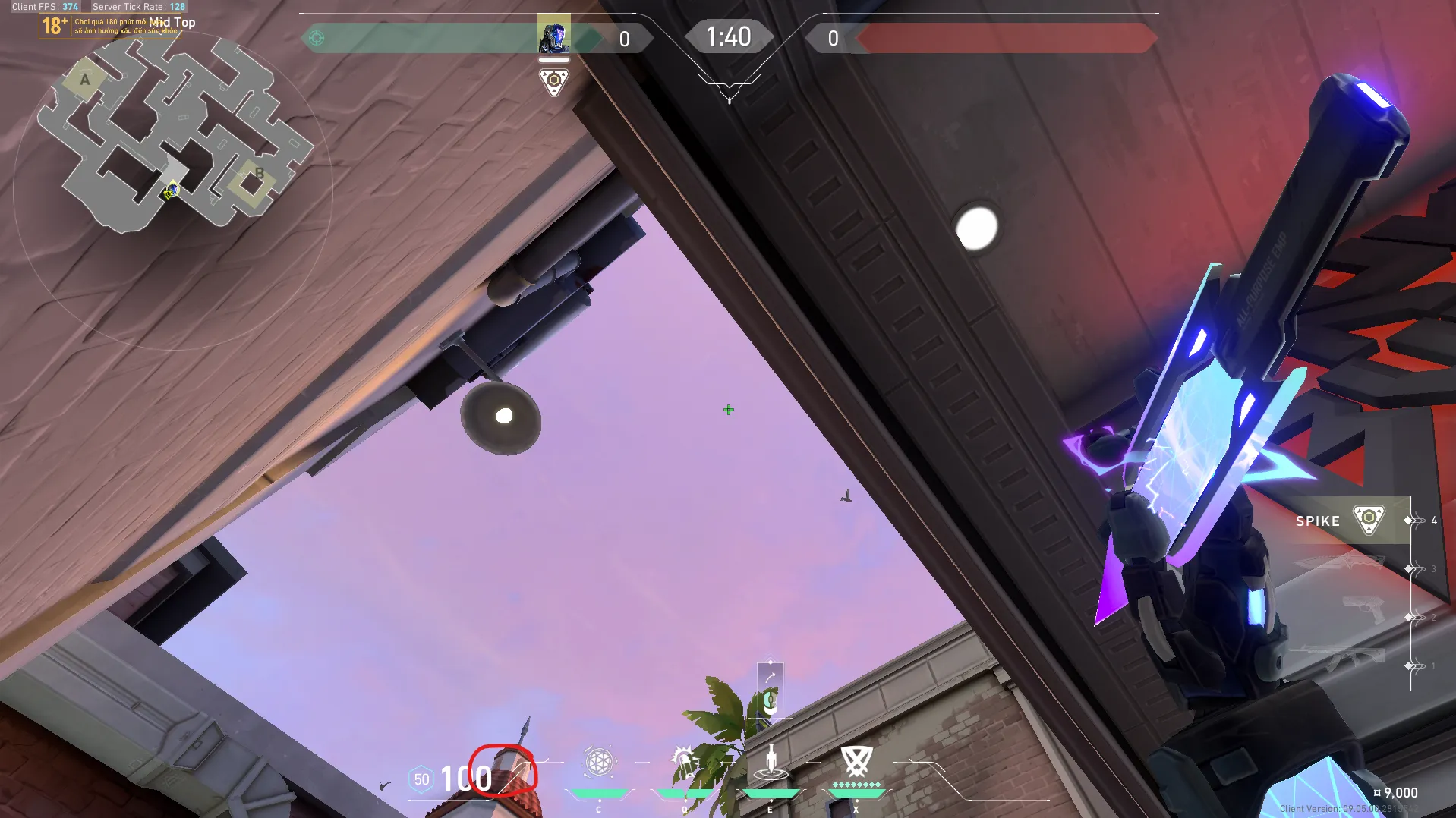 KAY/O Zero_Point on Sunset Defense Mid — step 2 of 3: Aim — line up the shot