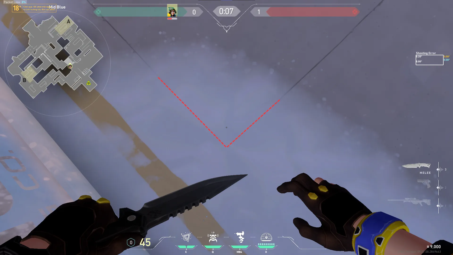 Killjoy Nanoswarm on Icebox Defense Mid — step 2 of 4: Aim — line up the shot