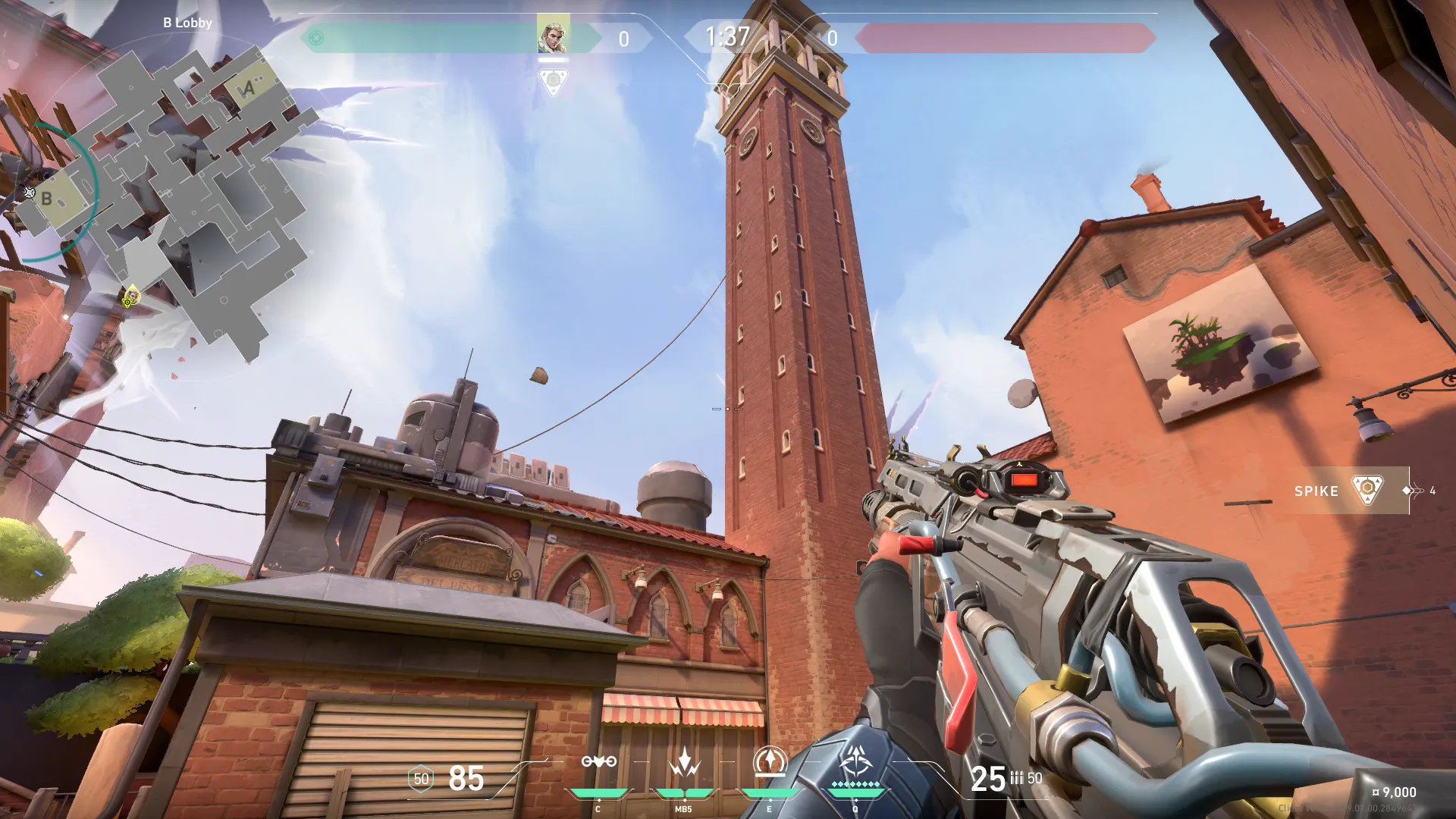 Sova Recon Bolt on Ascent Attack Site B — step 2 of 3: Aim — line up the shot