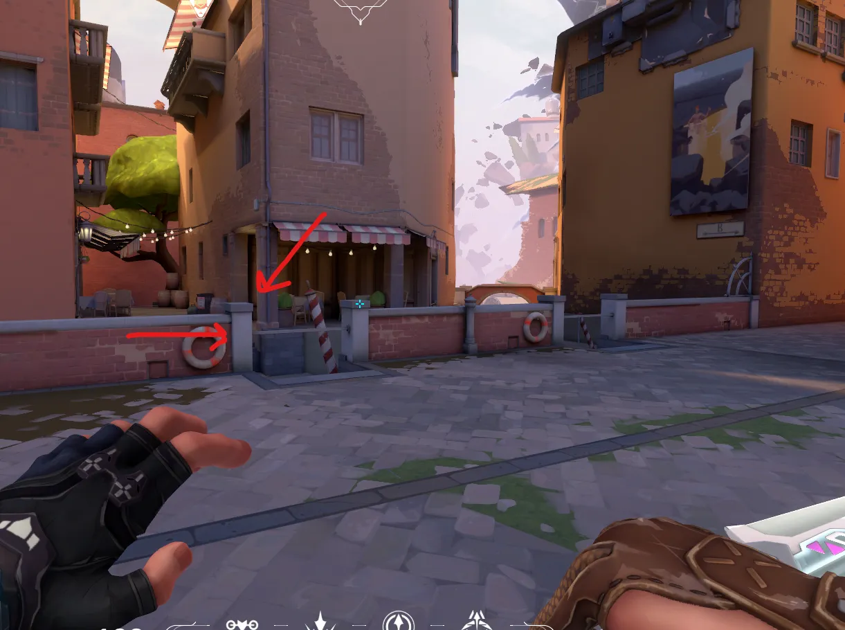 Attacker Spawn to Market (recon) — Sova lineup on Ascent