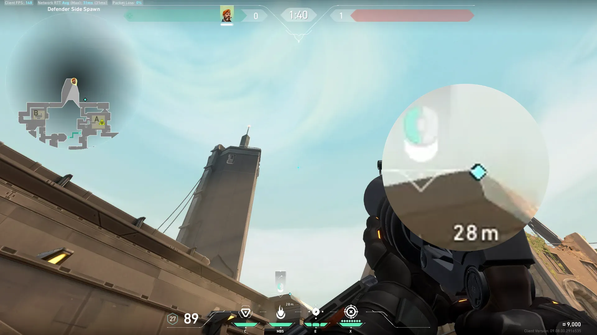 Brimstone Incendiary on Bind Defense Site A — step 3 of 4: Aim — line up the shot