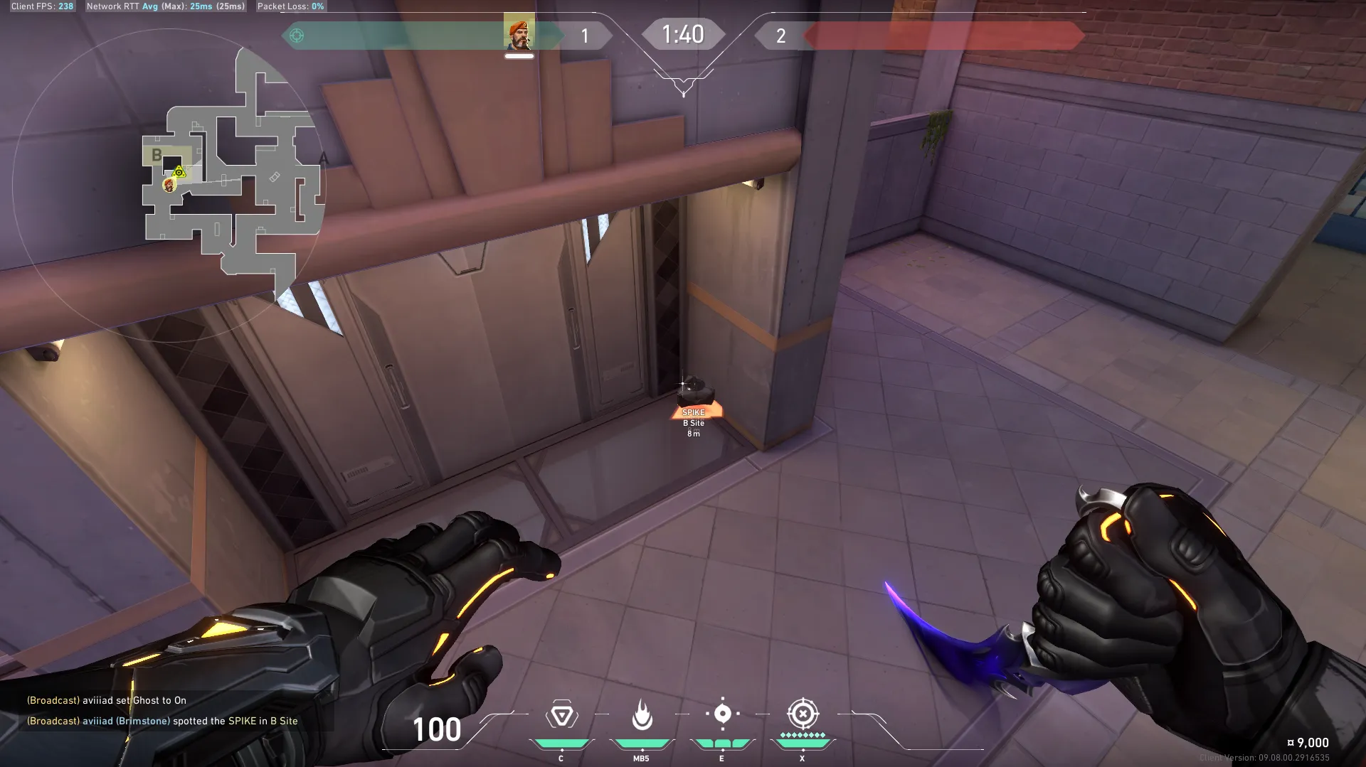 CT Spawn to B Default — Brimstone lineup on Sunset
