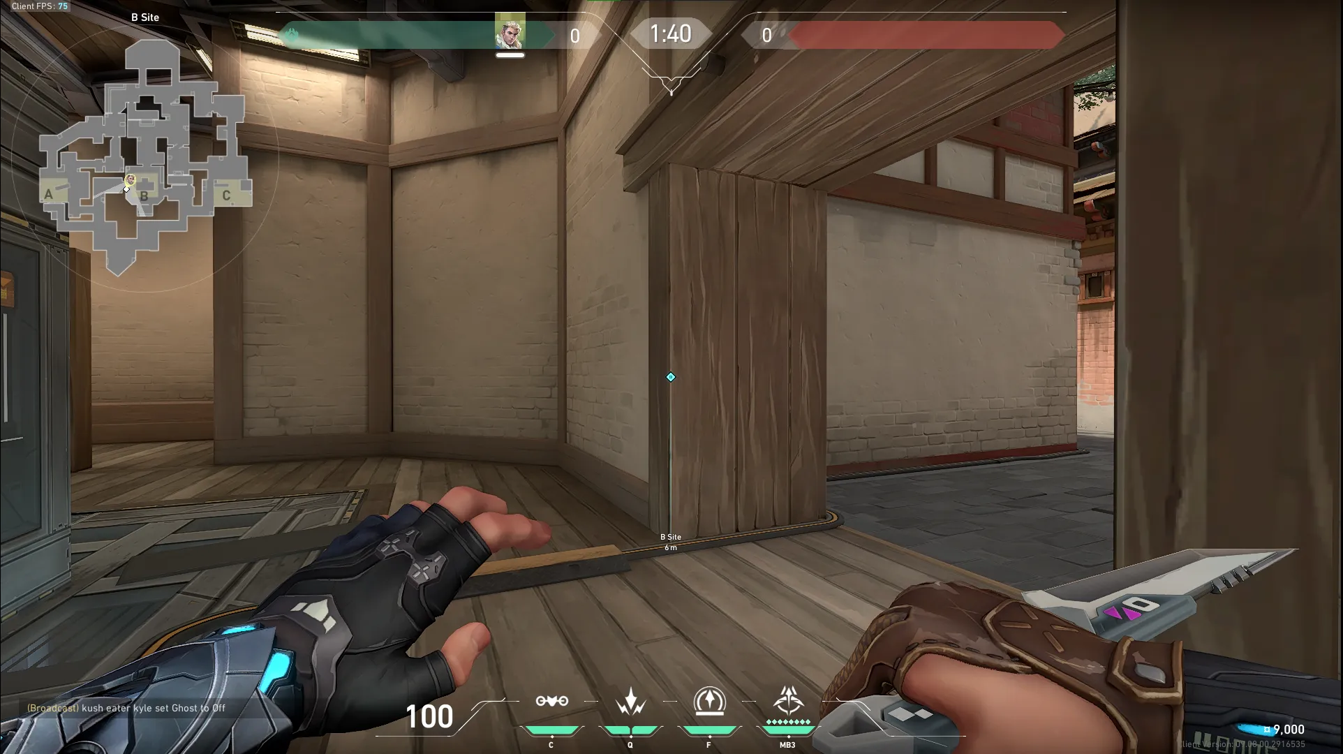 A Lobby Wallbang Dart — Sova lineup on Haven