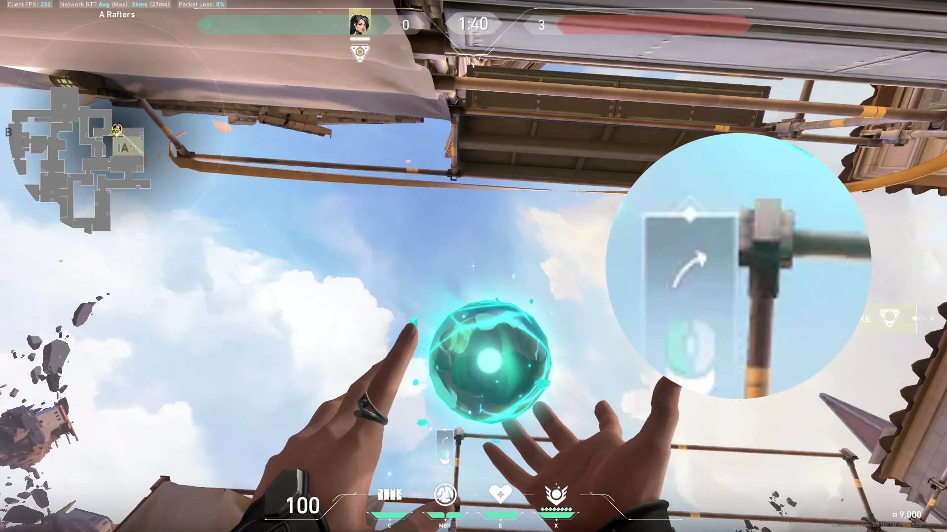 Sage Slow Orb on Ascent Defense Site A — step 2 of 3: Aim — line up the shot