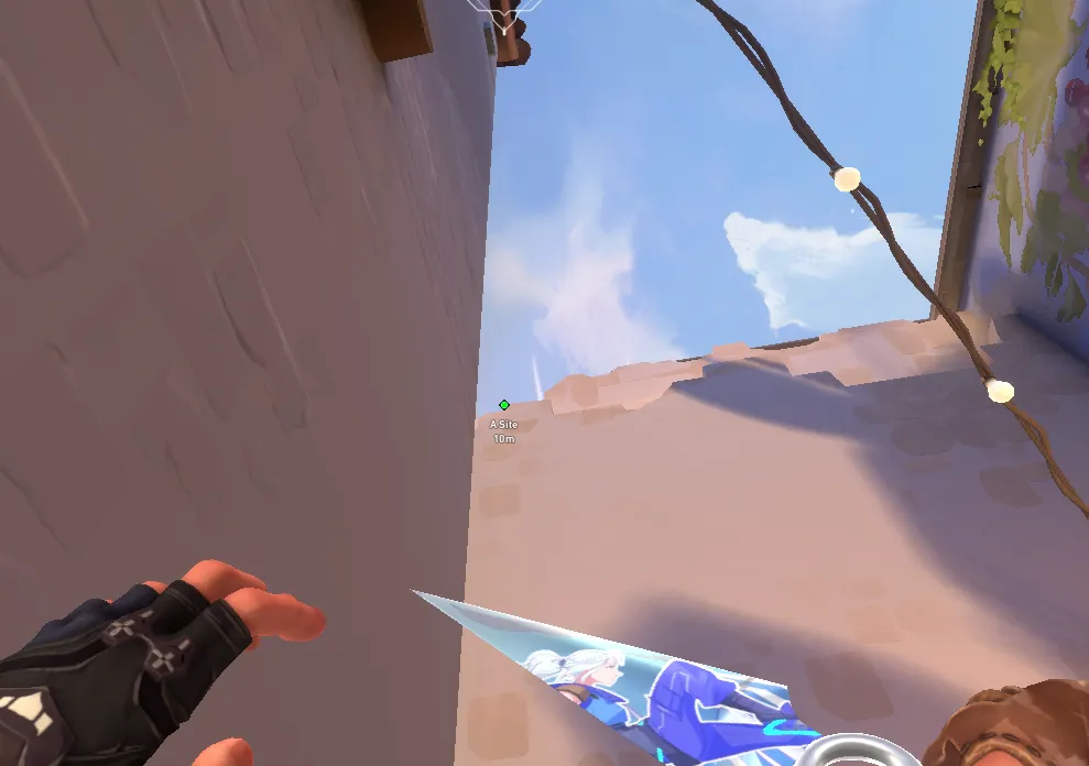 Sova Recon Bolt on Ascent Attack Site A — step 2 of 3: Aim — line up the shot