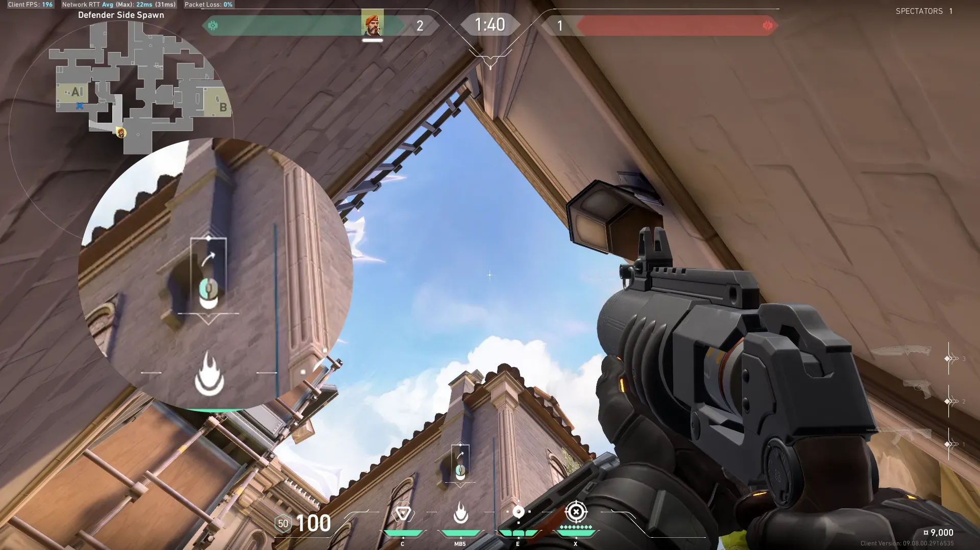 Brimstone Incendiary on Ascent Defense Site A — step 2 of 3: Aim — line up the shot