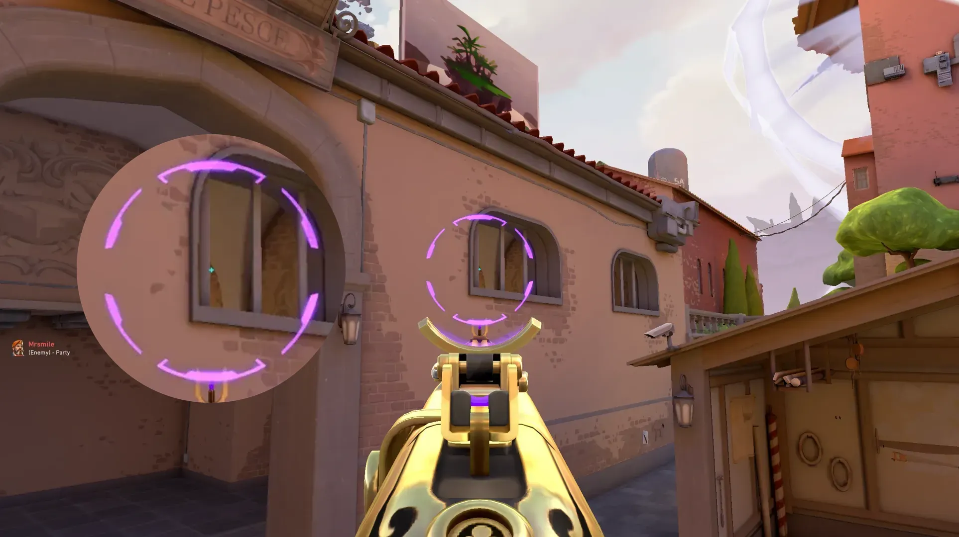 Raze Paint Shells on Ascent Defense Site B — step 2 of 3: Aim — line up the shot