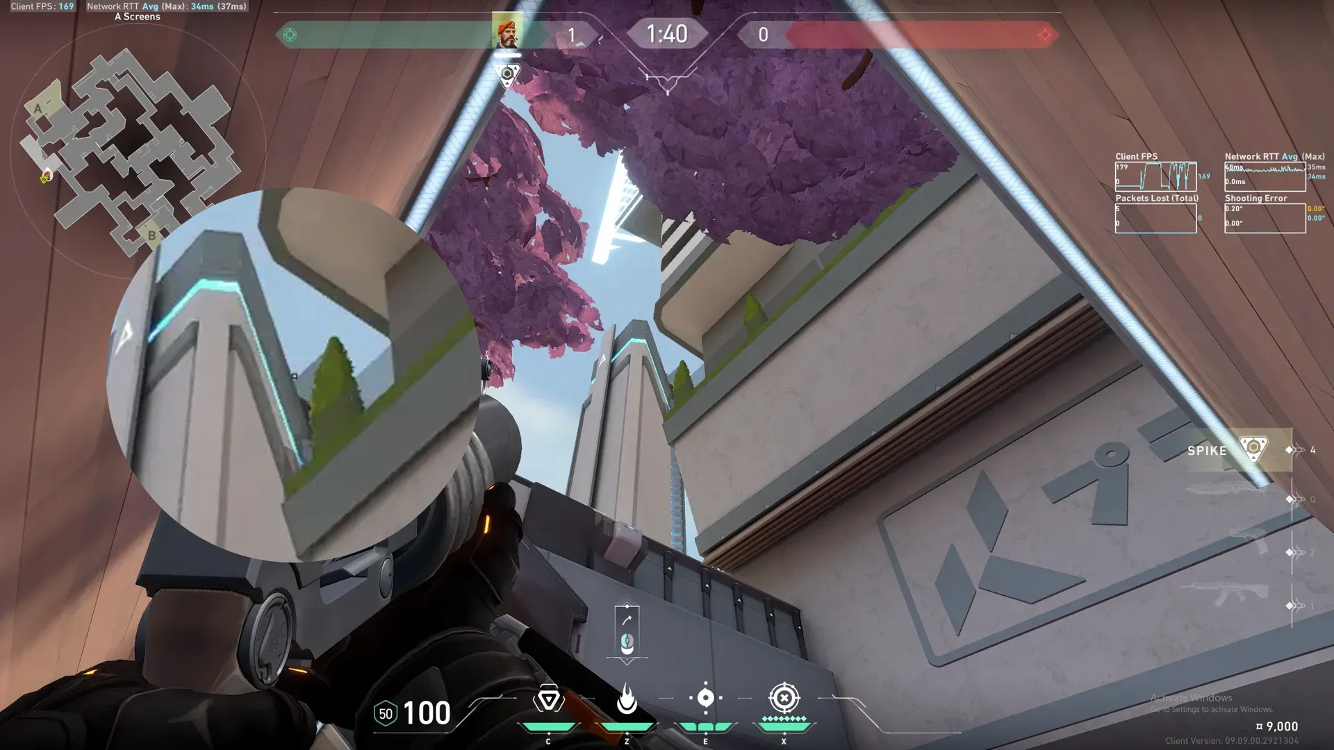 Brimstone Incendiary on Split Defense Site A — step 2 of 3: Aim — line up the shot