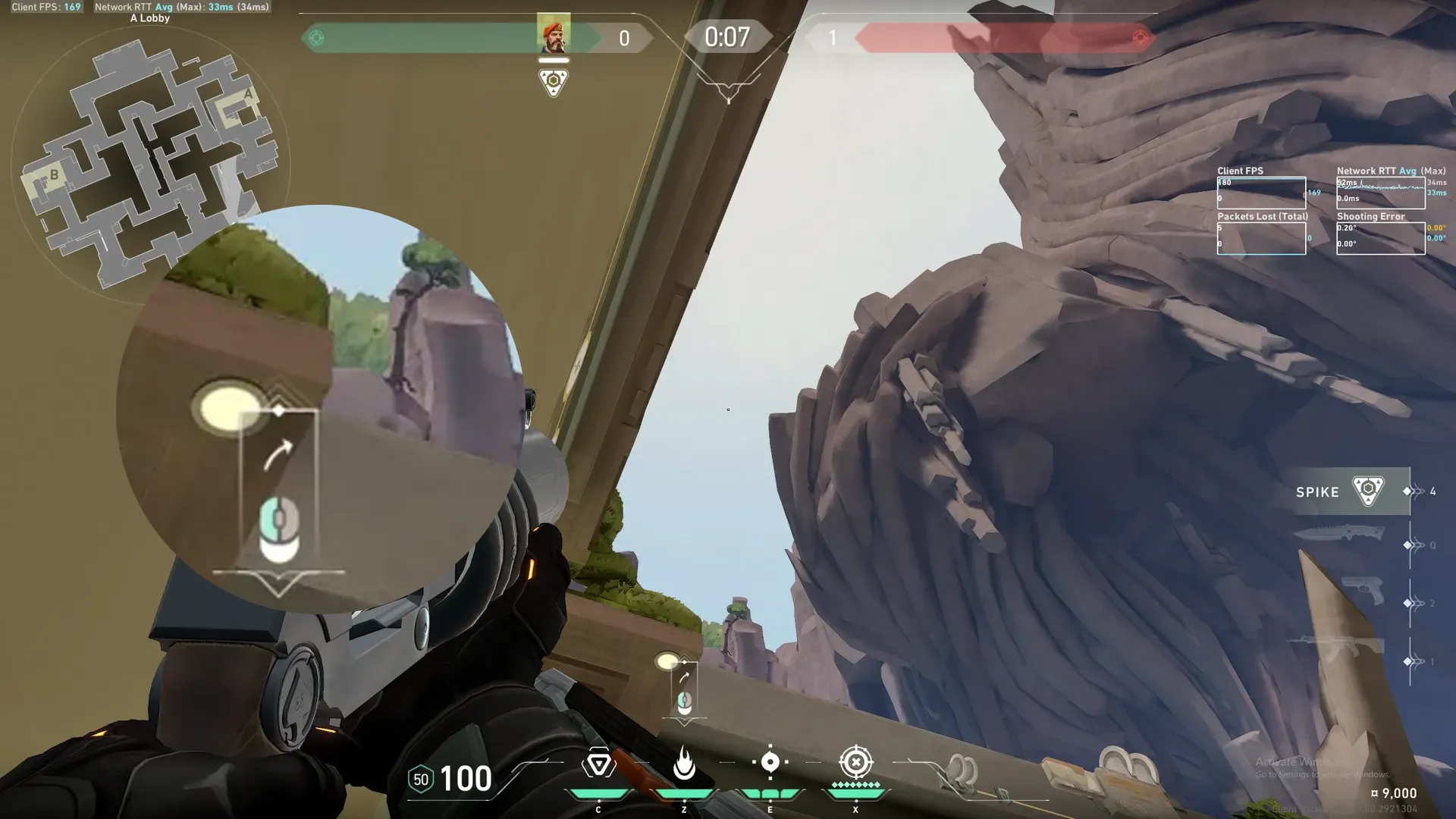 Brimstone Incendiary on Abyss Attack Site A — step 2 of 3: Aim — line up the shot