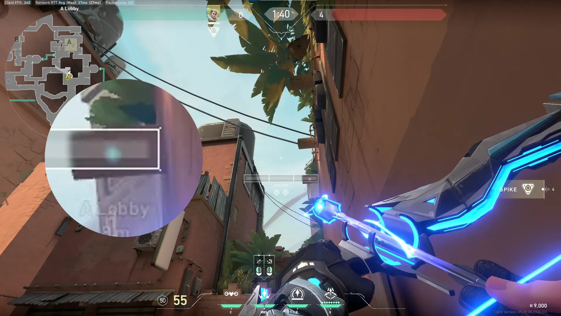 Sova Shock Bolt on Bind Attack Site A — step 2 of 3: Aim — line up the shot