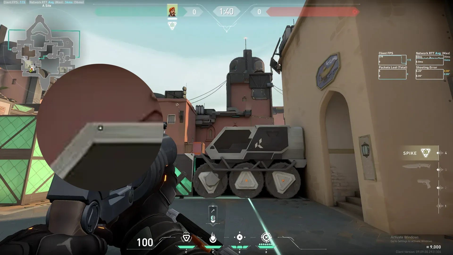 Brimstone Incendiary on Bind Defense Site A — step 2 of 3: Aim — line up the shot