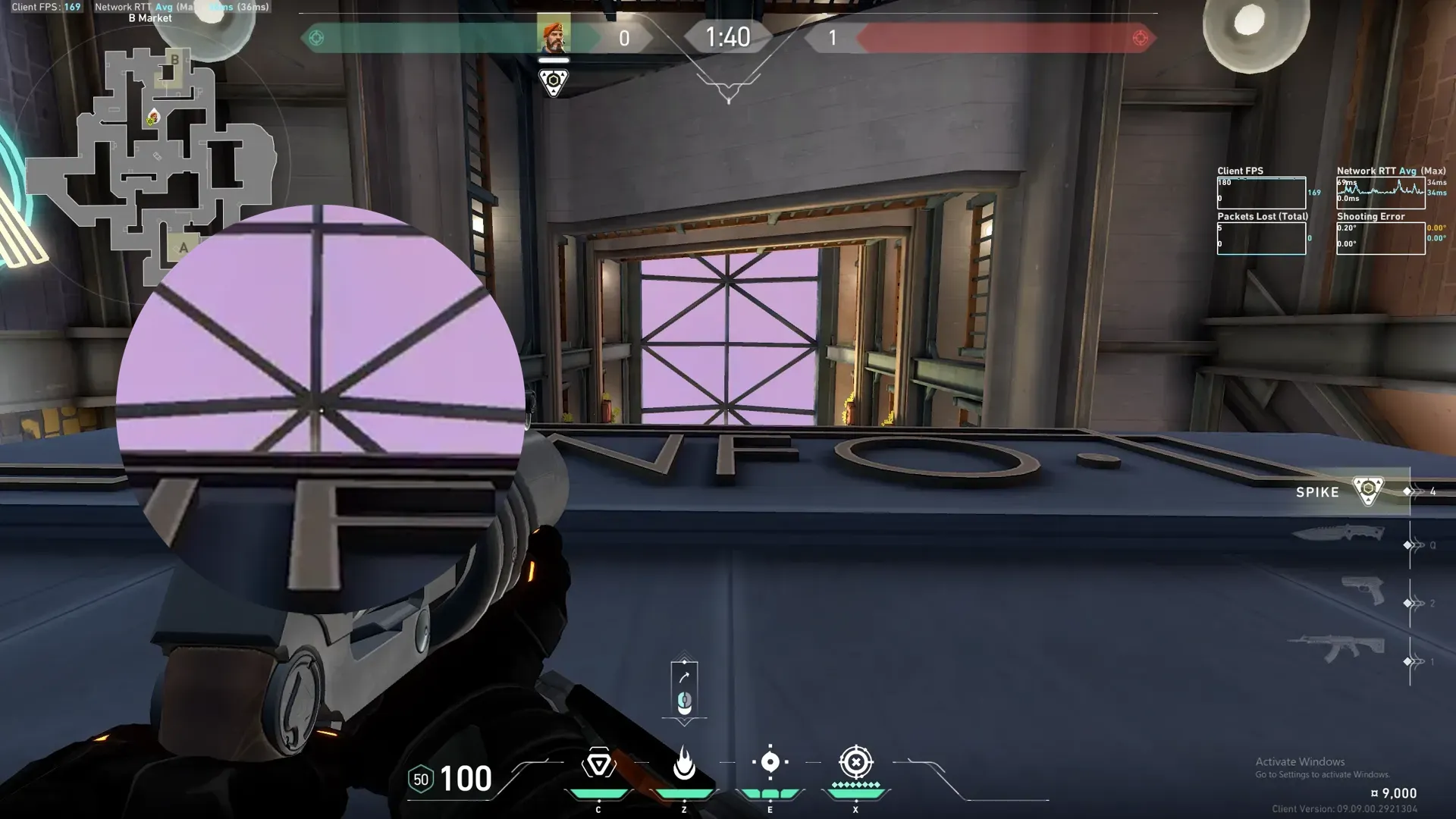 Brimstone Incendiary on Sunset Defense Site B — step 2 of 3: Aim — line up the shot