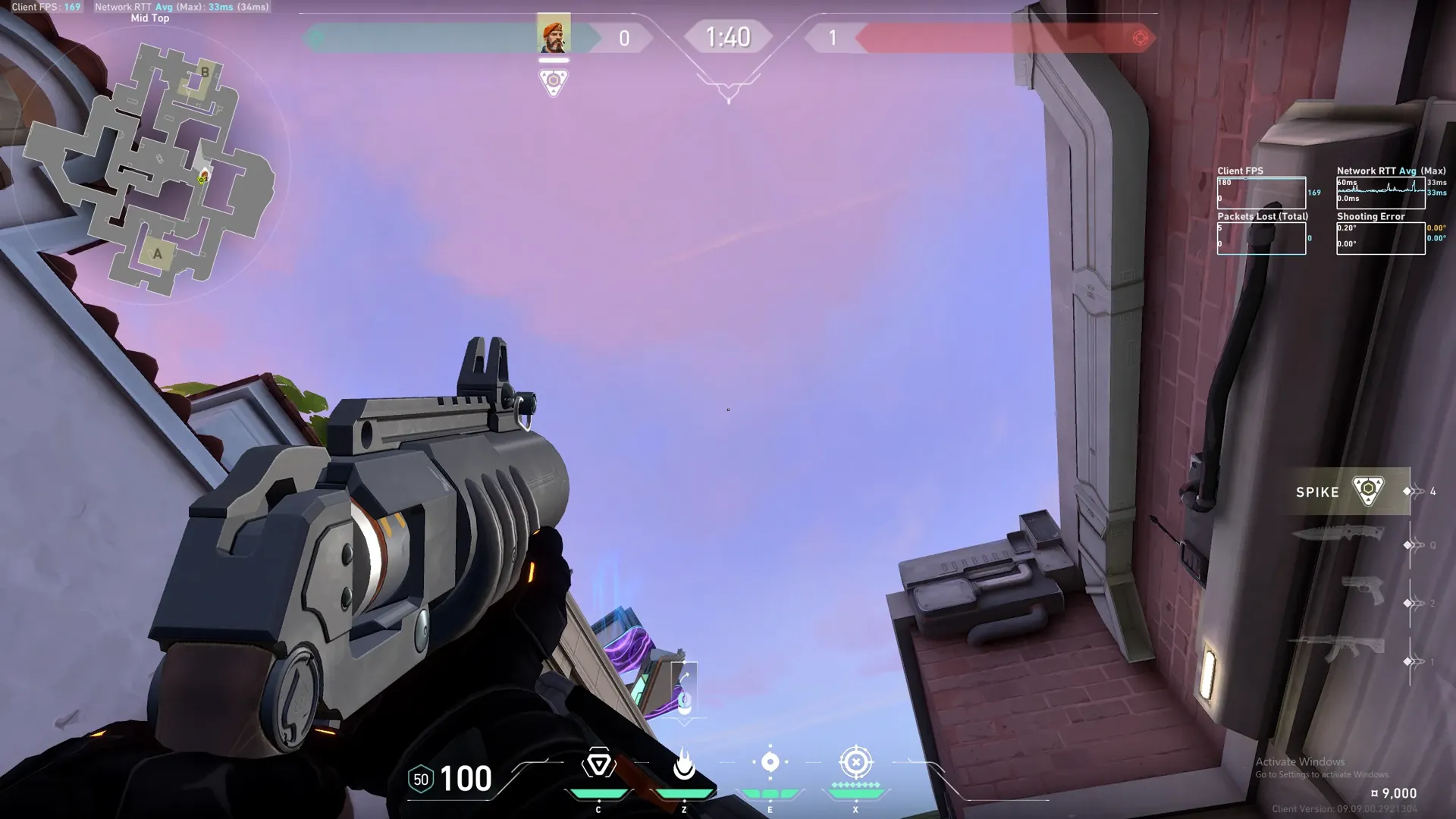 Brimstone Incendiary on Sunset Defense Site B — step 2 of 3: Aim — line up the shot