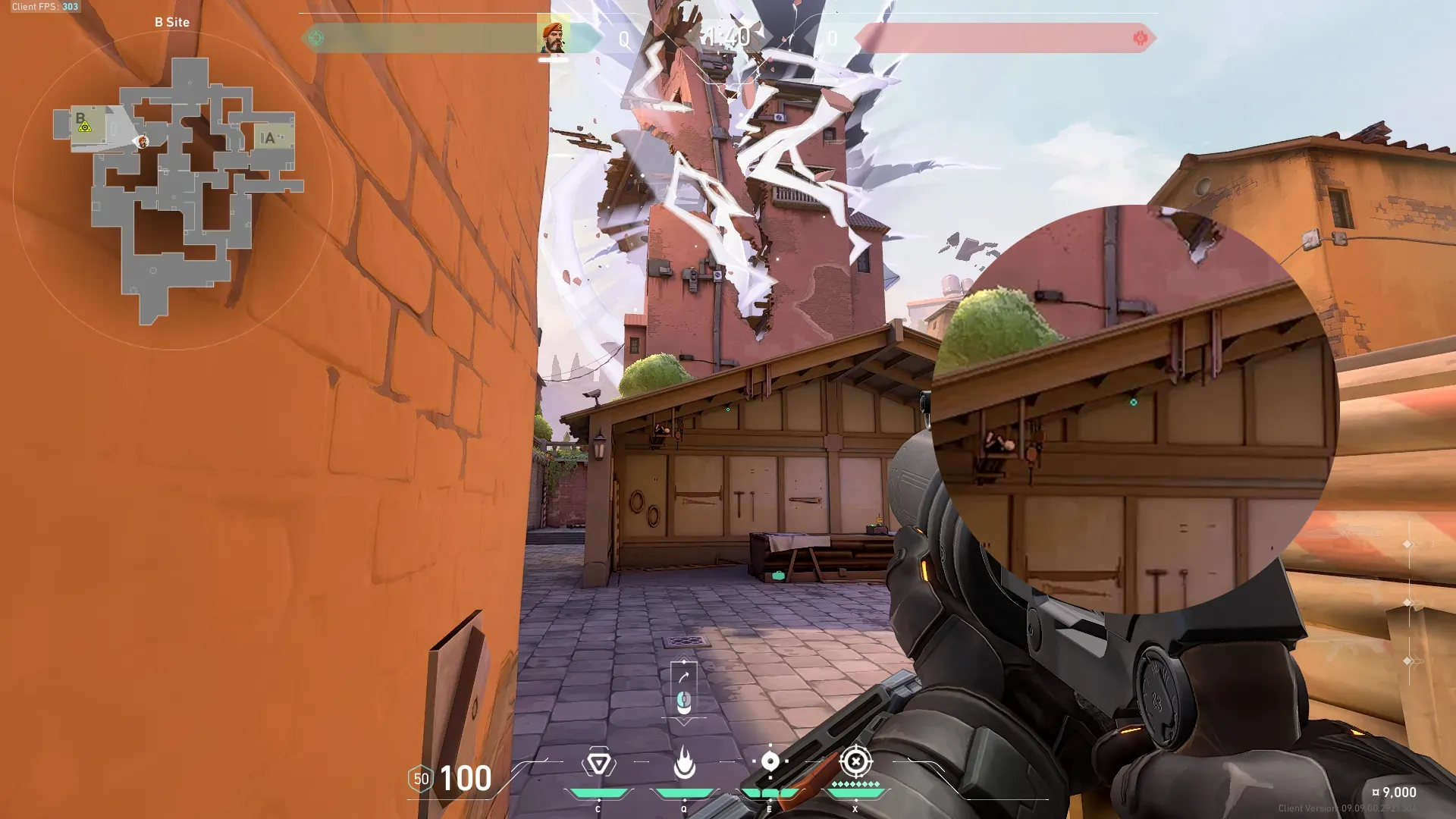 Brimstone Incendiary on Ascent Defense Site B — step 2 of 3: Aim — line up the shot