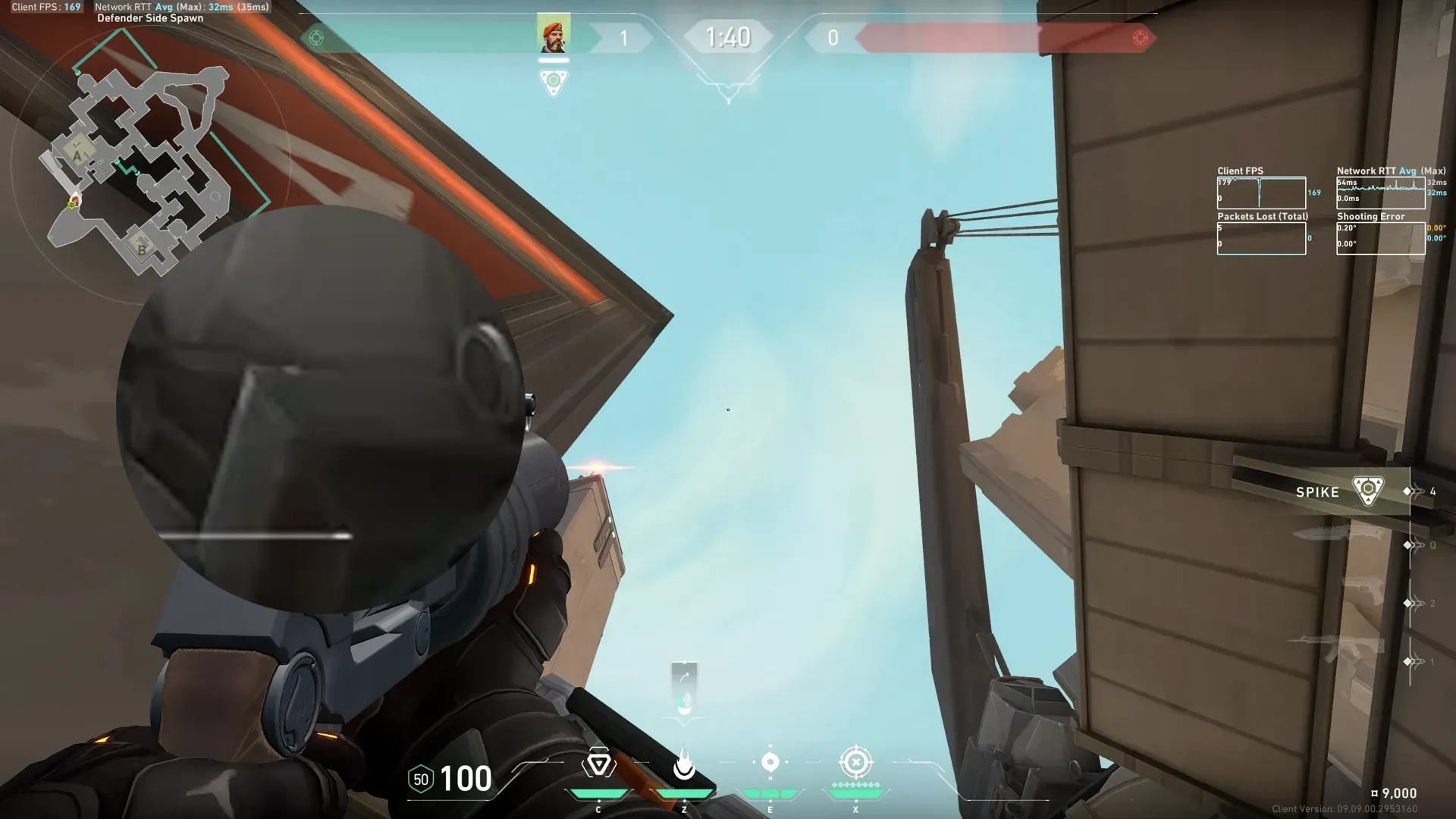 Brimstone Incendiary on Bind Defense Site A — step 2 of 3: Aim — line up the shot
