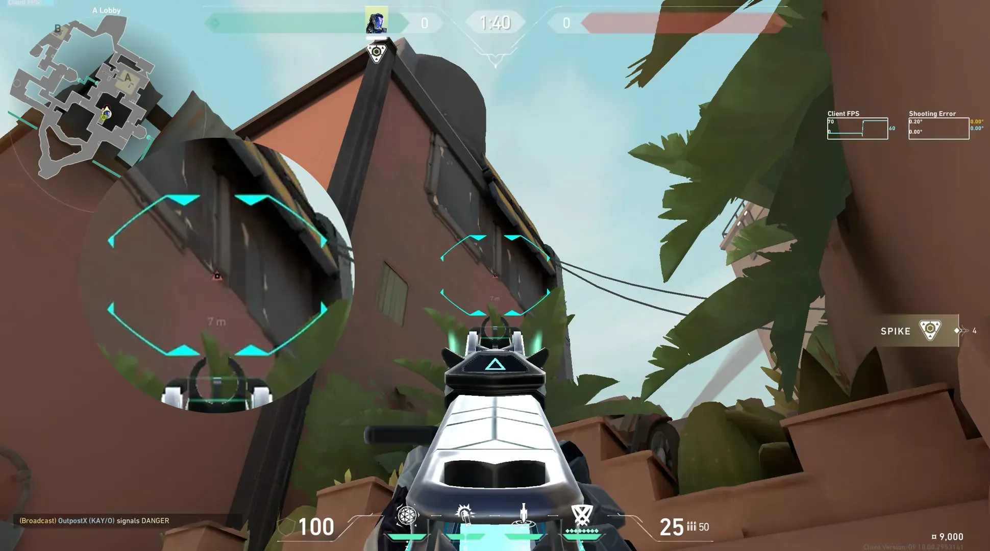 KAY/O Frag_Ment on Bind Attack Site A — step 2 of 4: Aim — line up the shot