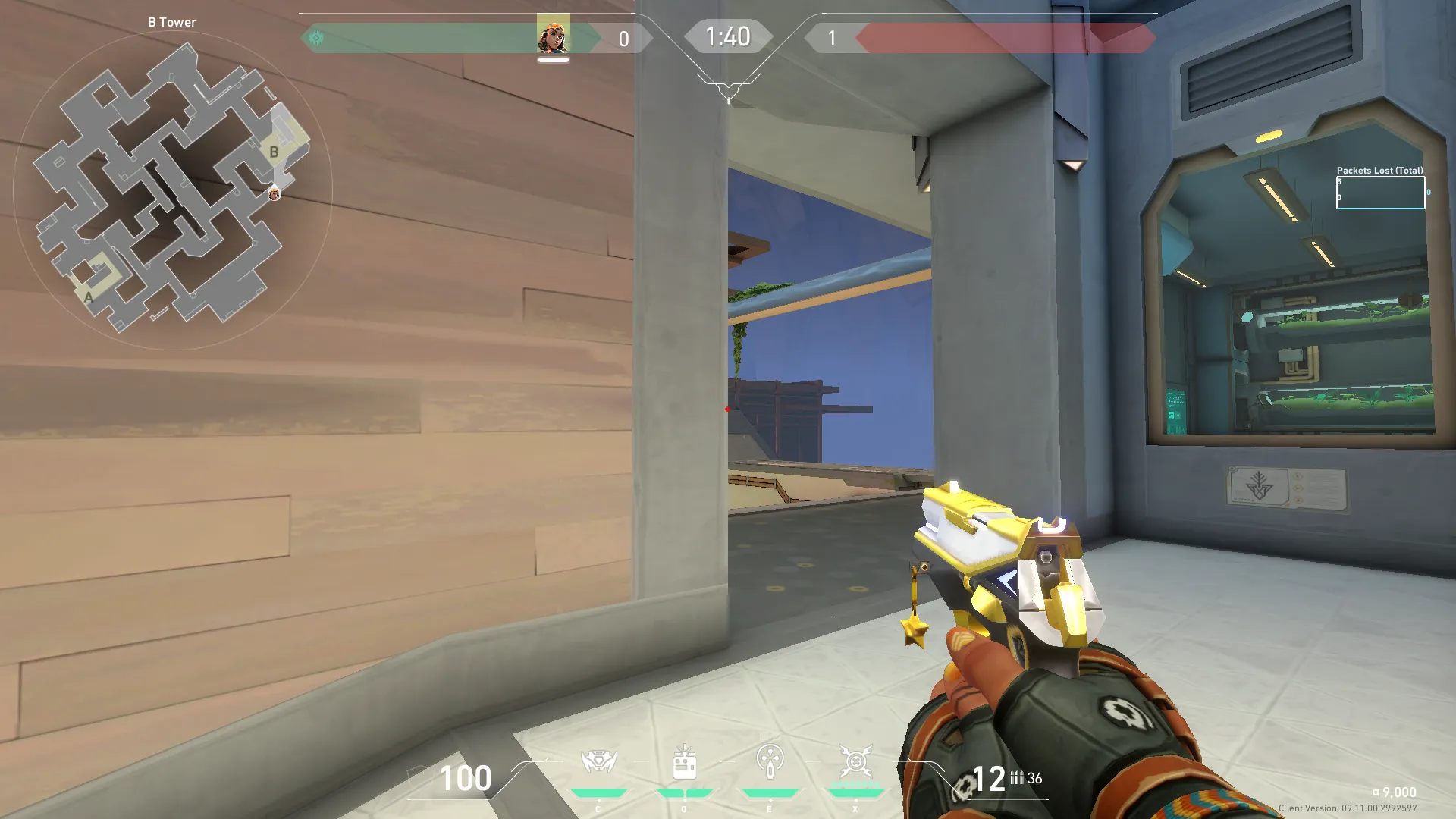 Raze Nade From B Tower to Behind Cover — Raze lineup on Abyss