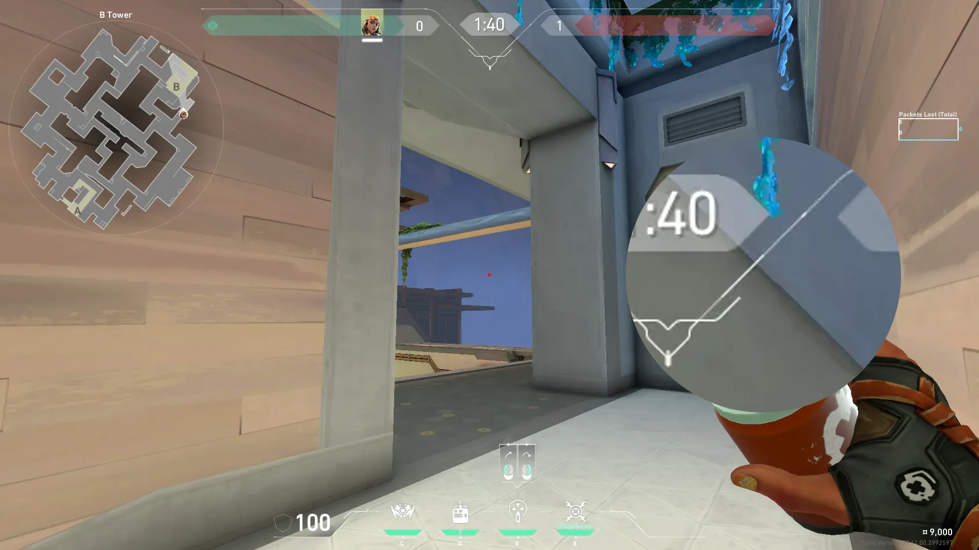 Raze Paint Shells on Abyss Defense Site B — step 2 of 3: Aim — line up the shot