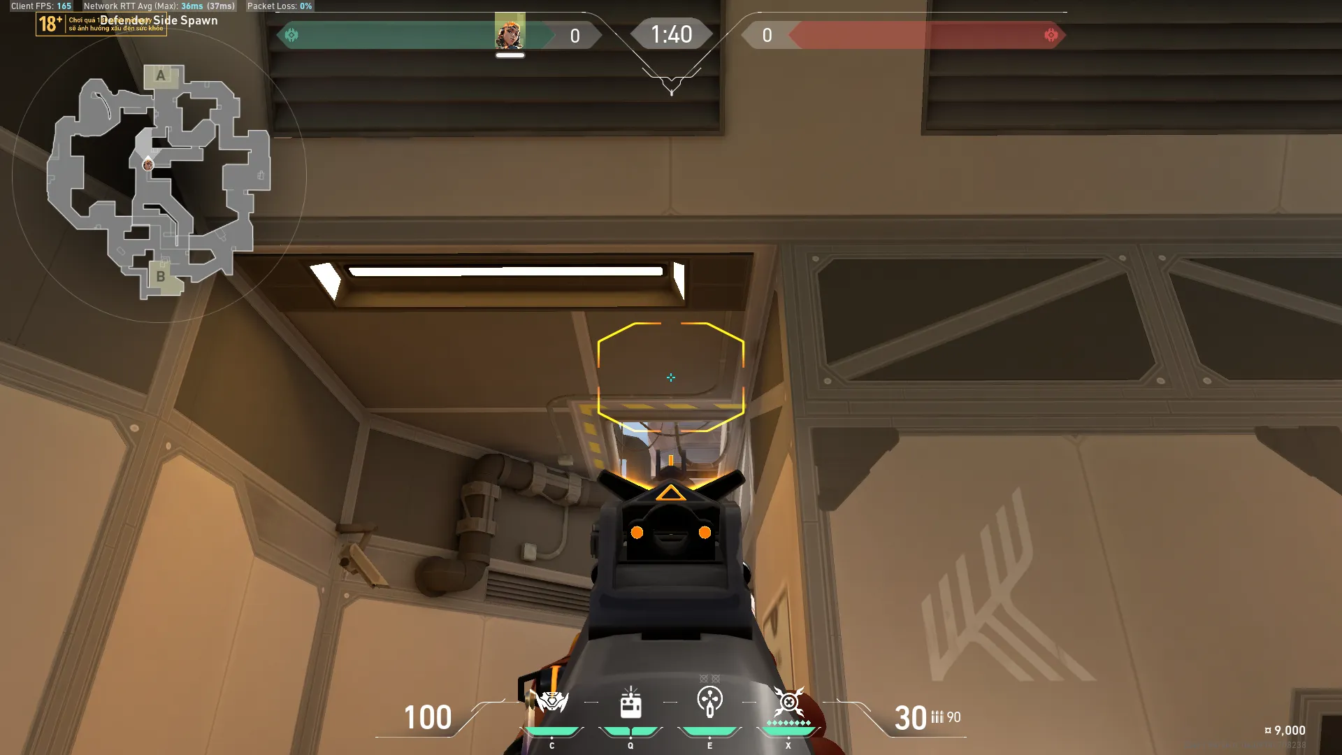 Raze Paint Shells on Fracture Defense Site A — step 2 of 3: Aim — line up the shot