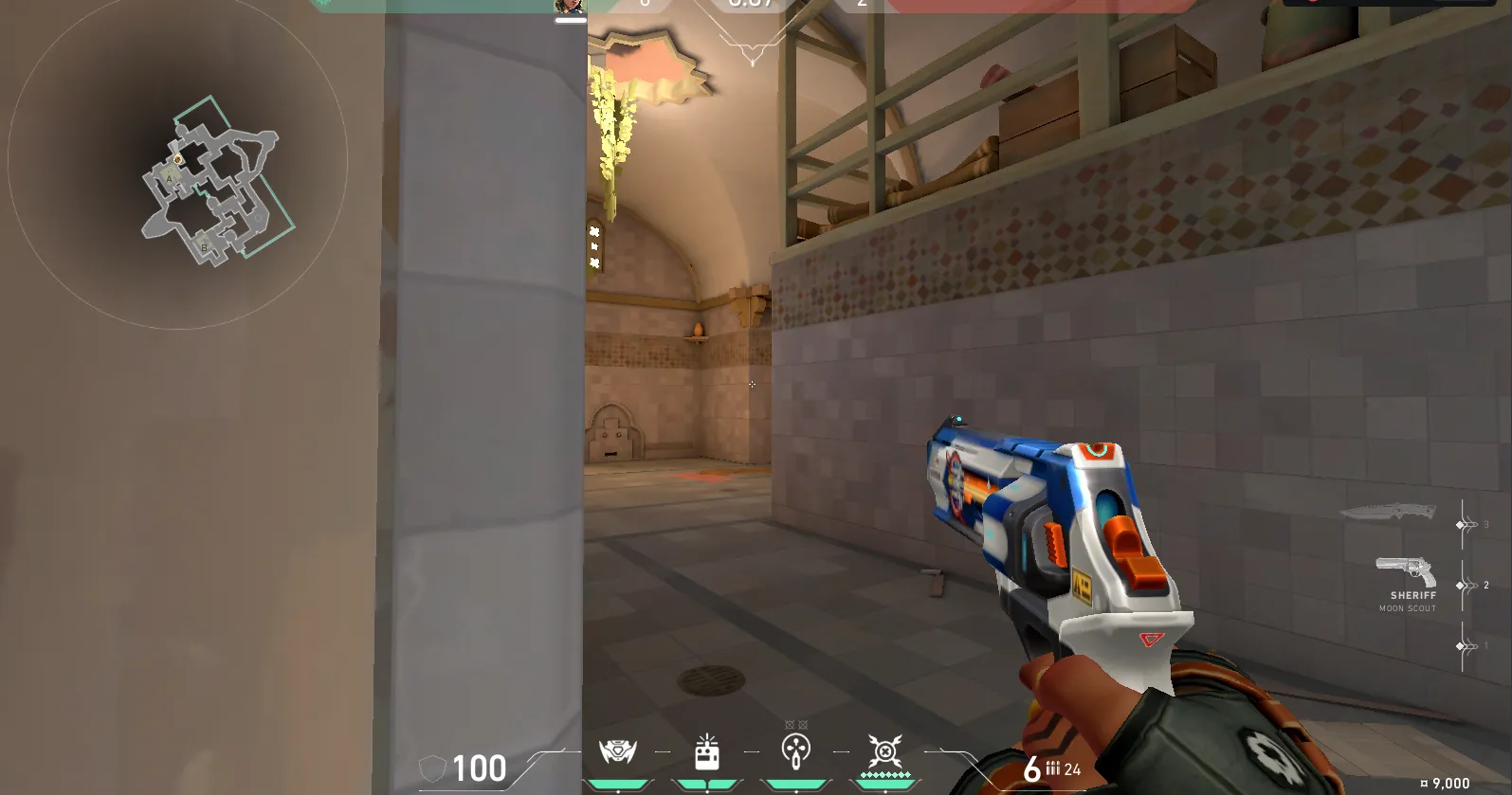 Raze Paint Shells on Bind Defense Site A — step 2 of 3: Aim — line up the shot