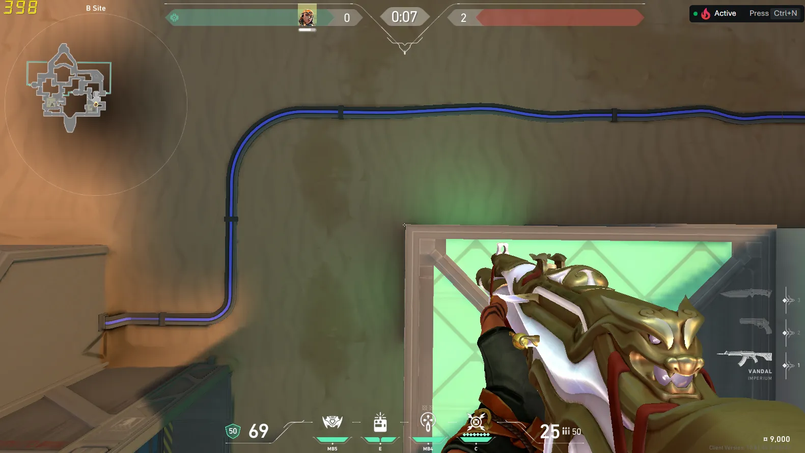 Raze Paint Shells on Bind Defense Site B — step 2 of 4: Aim — line up the shot