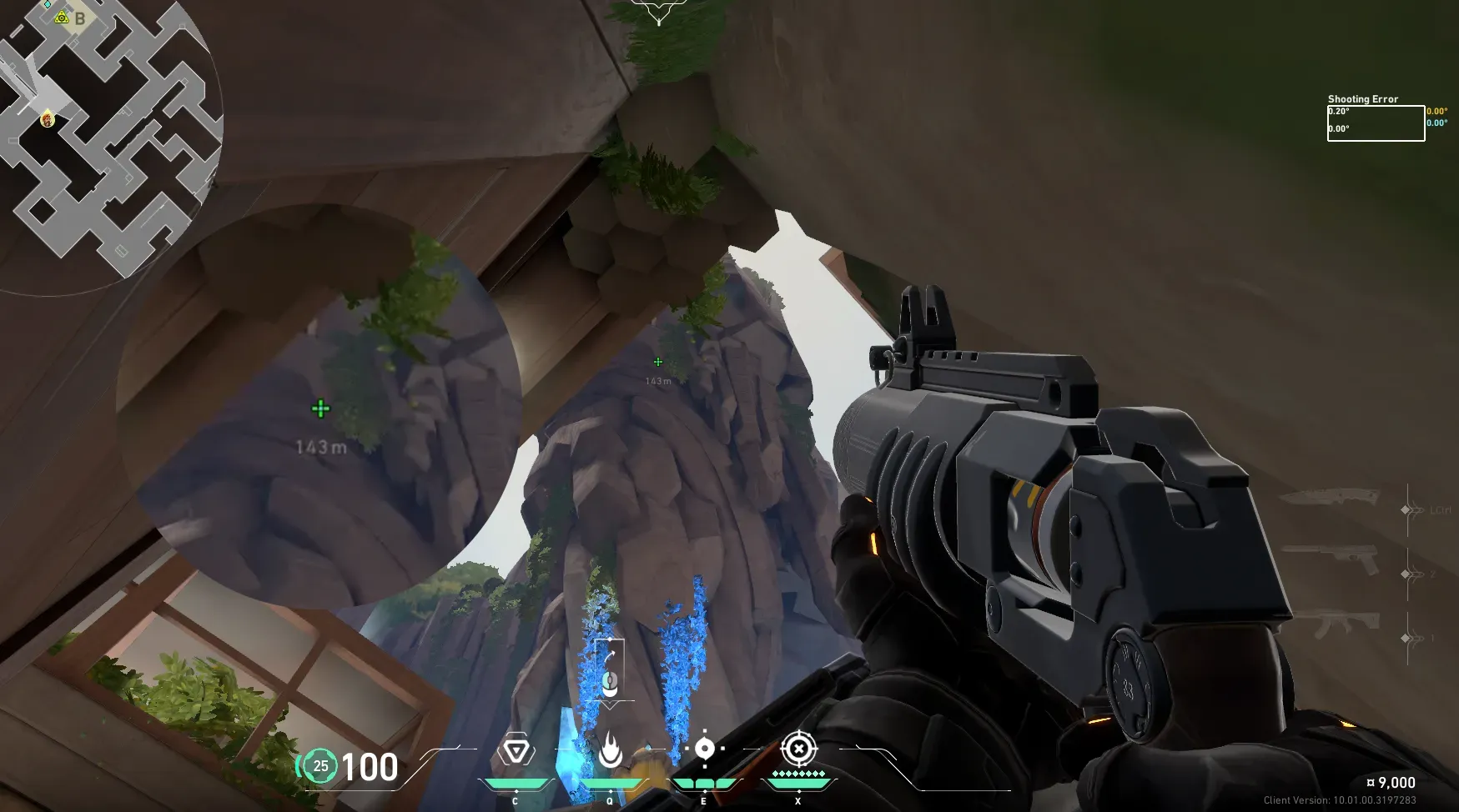 Brimstone Incendiary on Abyss Attack Site B — step 2 of 3: Aim — line up the shot