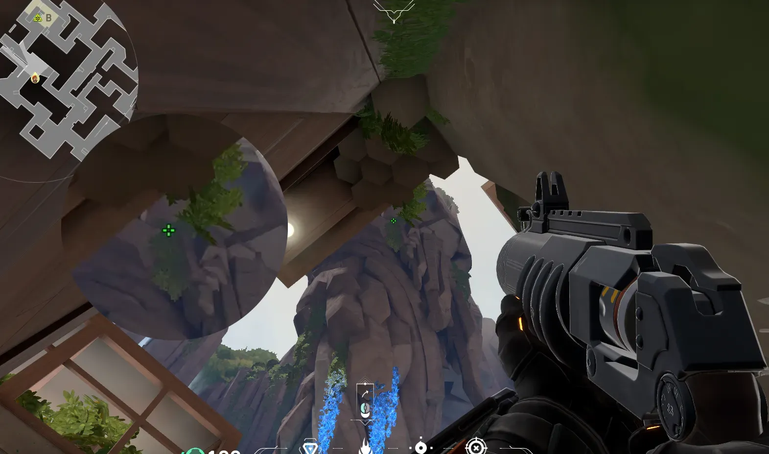 Brimstone Incendiary on Abyss Attack Site B — step 2 of 3: Aim — line up the shot