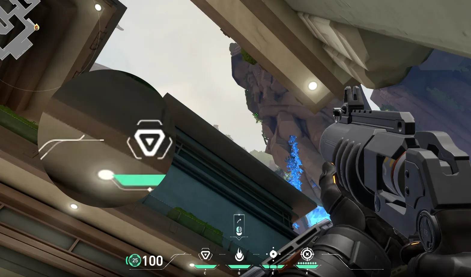Brimstone Incendiary on Abyss Defense Site B — step 2 of 3: Aim — line up the shot