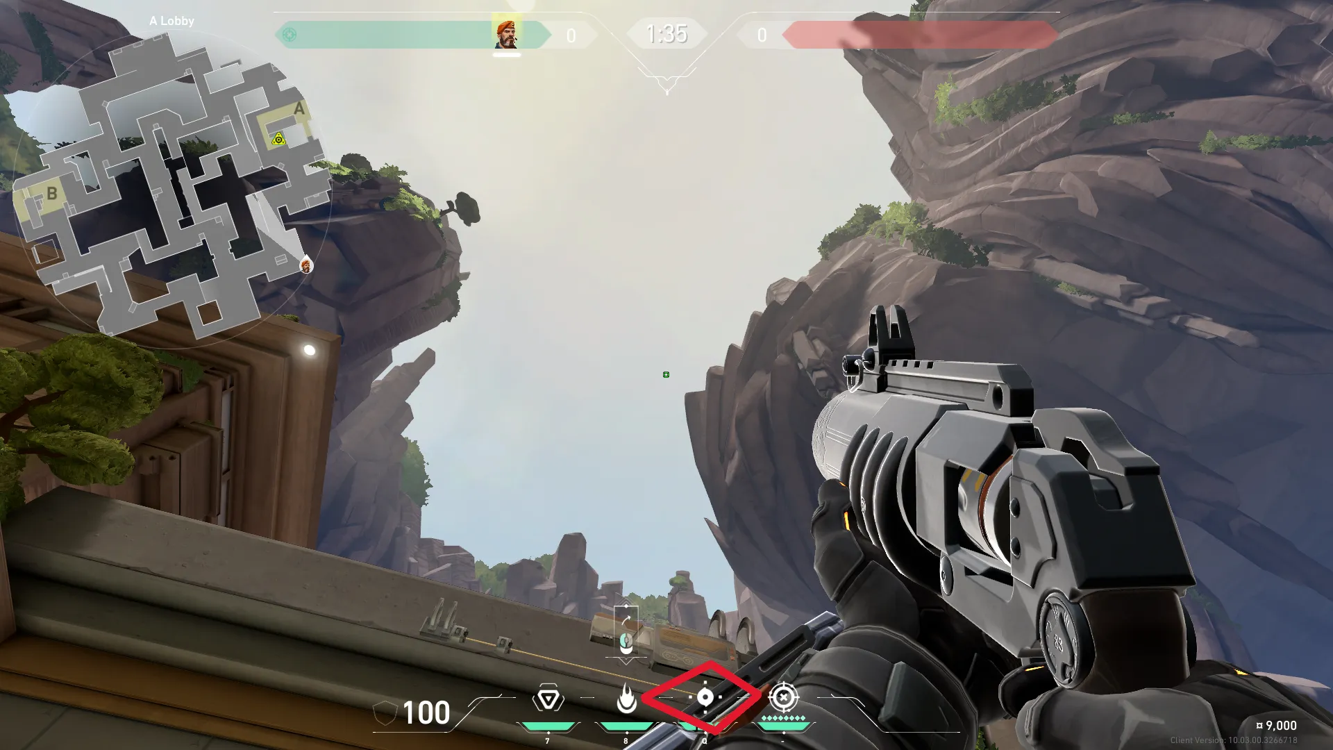 Brimstone Incendiary on Abyss Attack Site A — step 2 of 3: Aim — line up the shot