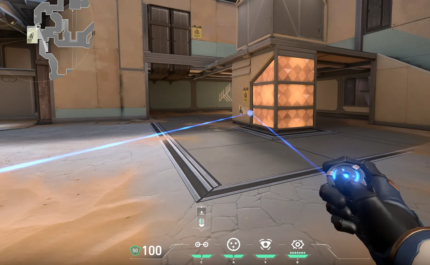 Cypher Trapwire on Fracture Defense Site A — step 3 of 4: Aim — line up the shot
