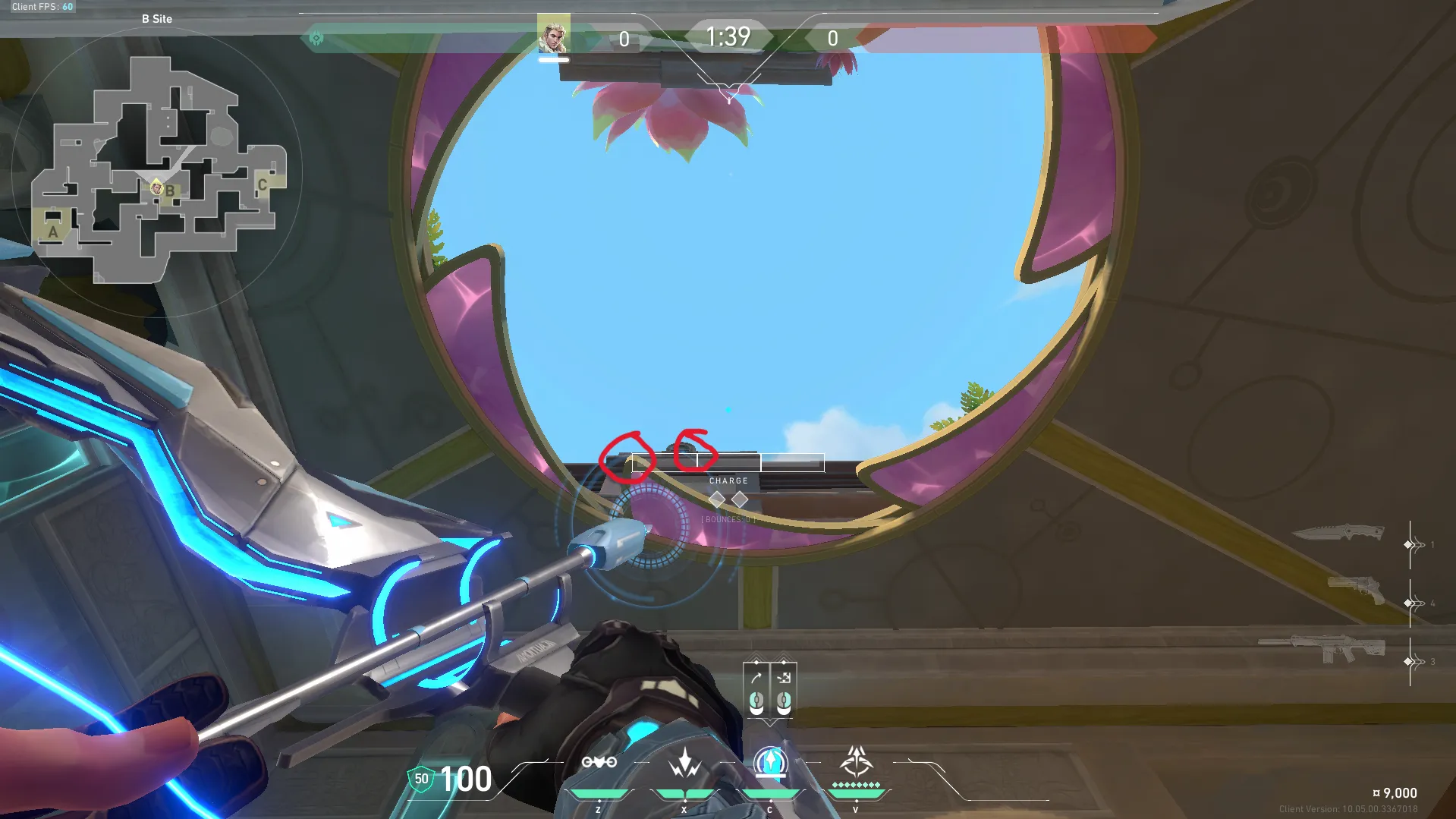Sova Recon Bolt on Lotus Defense Mid — step 3 of 5: Aim — line up the shot