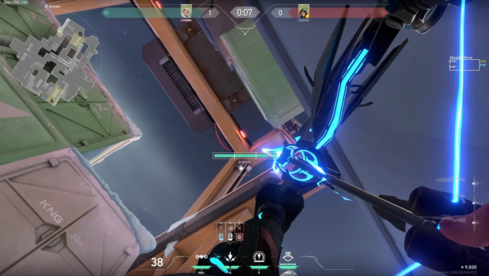 Sova Shock Bolt on Icebox Attack Site B — step 2 of 7: Aim — line up the shot