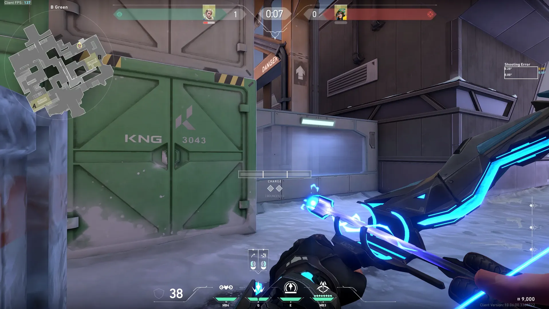Sova Shock Bolt on Icebox Attack Site B — step 5 of 7: Aim — line up the shot