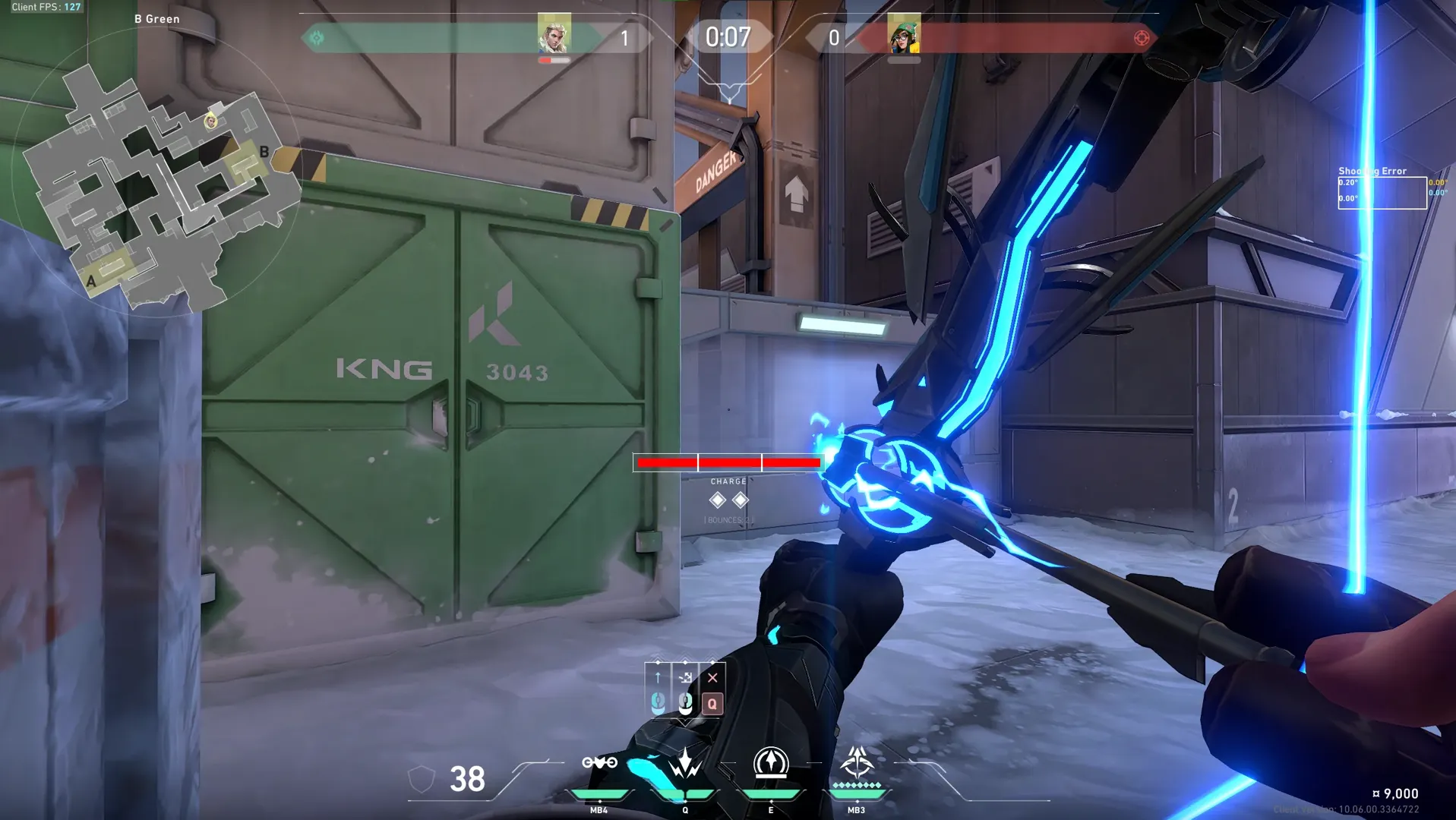 Sova Shock Bolt on Icebox Attack Site B — step 6 of 7: Aim — line up the shot