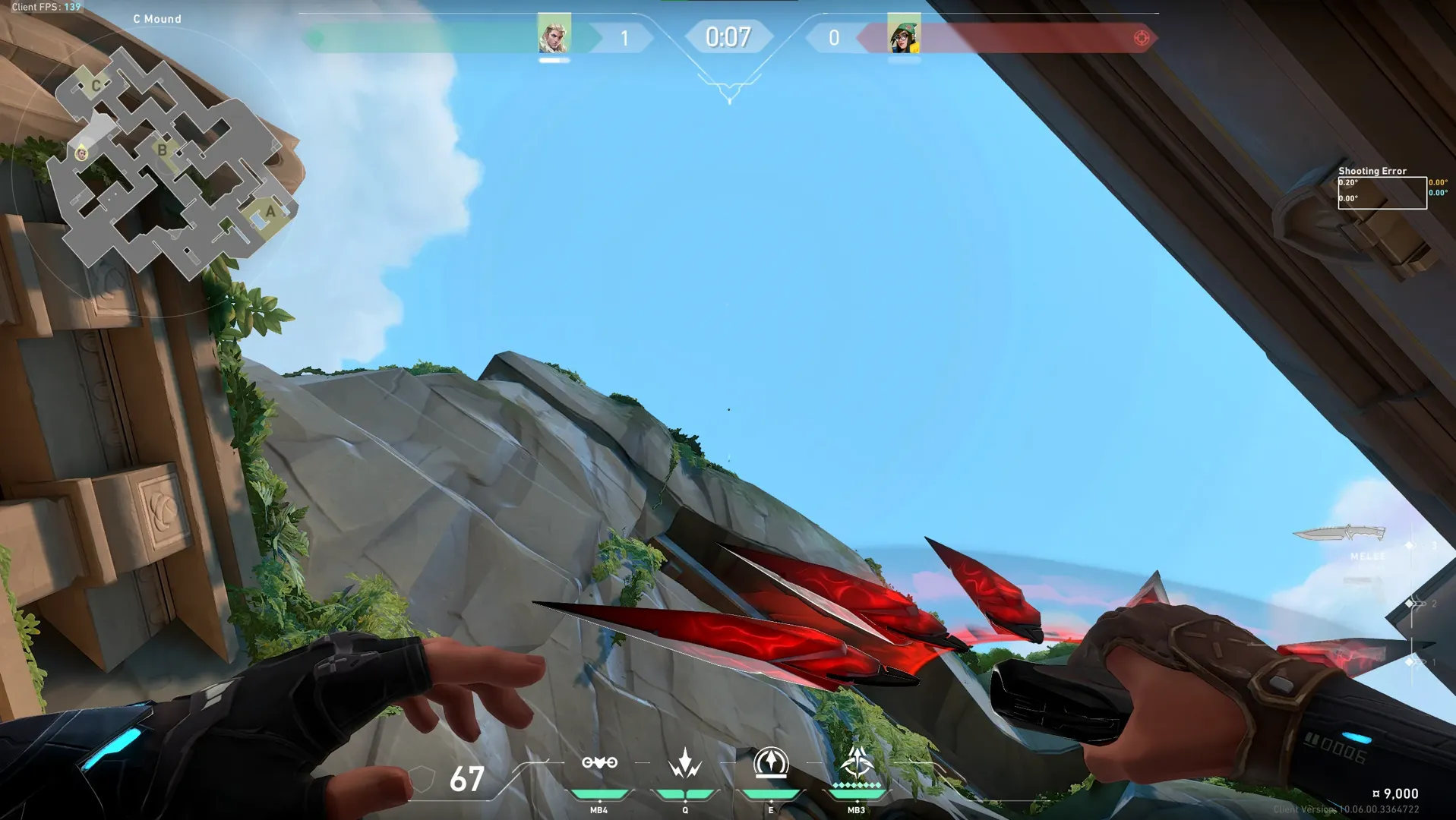 Sova Shock Bolt on Lotus Attack Site C — step 3 of 7: Aim — line up the shot